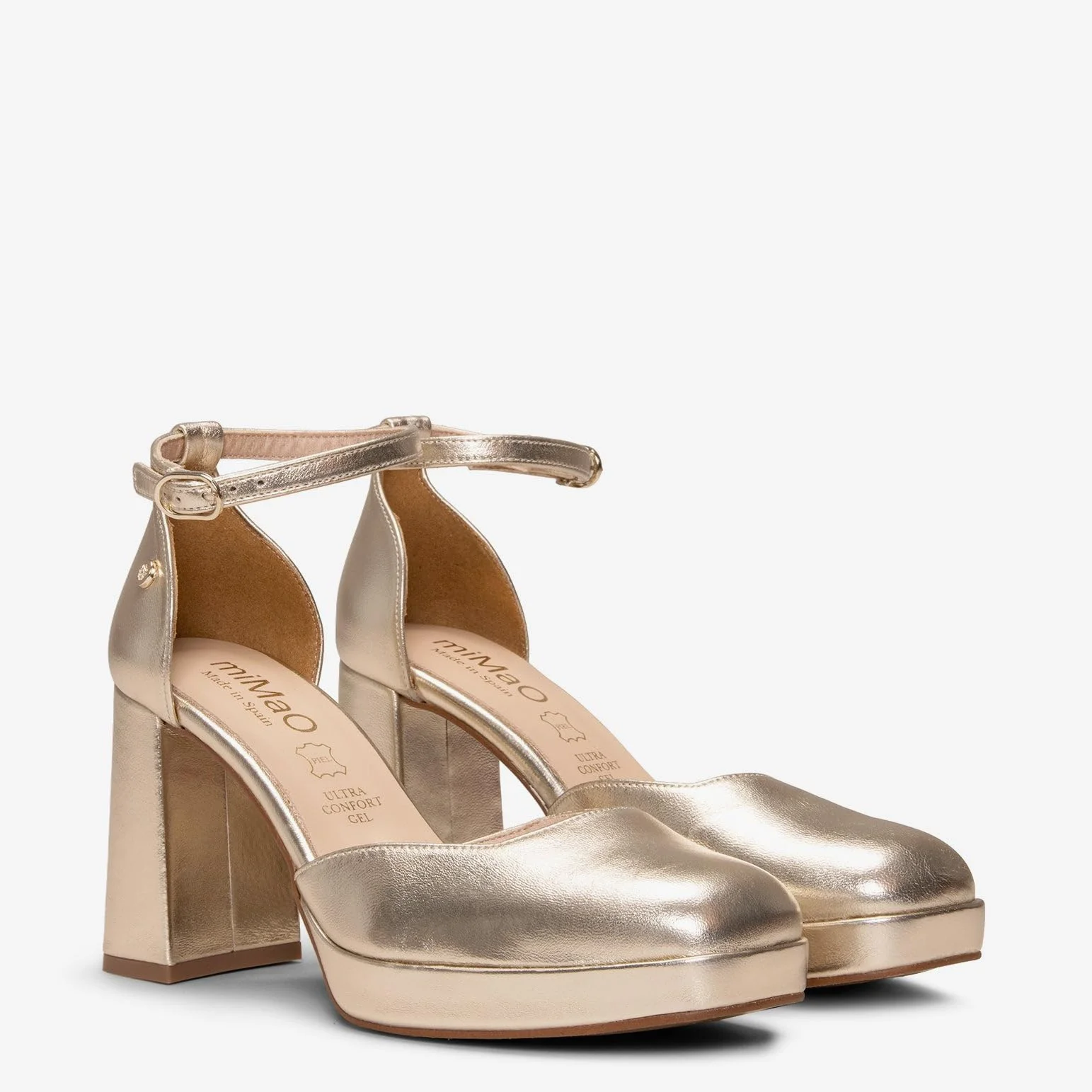 miMaO. Zapatos de Fiesta con Pulsera de tacón Alto y Ancho con Plataforma. Hecho en España
