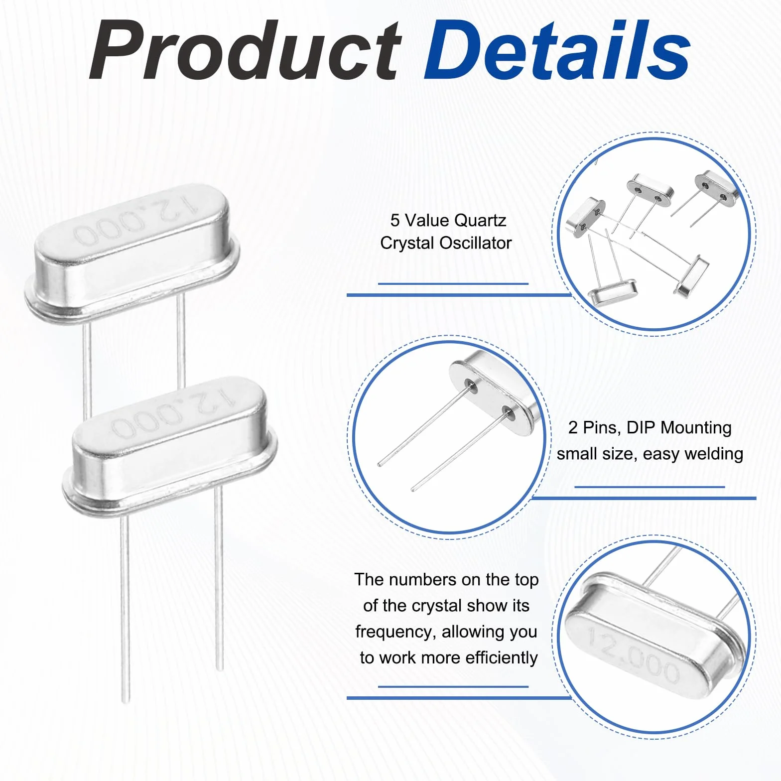 QUARKZMAN 50 Pcs Oscilador De Cristal De Cuarzo Kit De Surtido DIP 2 Pines 6MHz A 40MHz