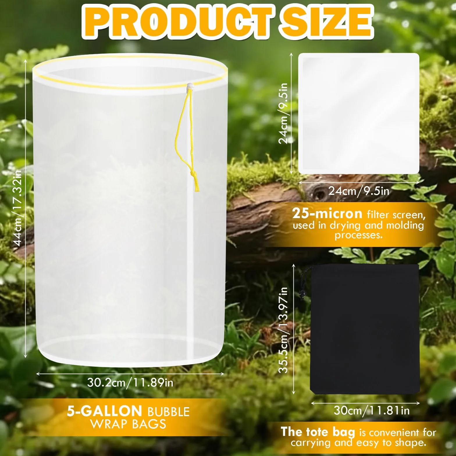 All Mesh Bubble Bag 4 Bolsas de 20 l 5 Galones Bolsa de Extracción de Hielo de Hierbas