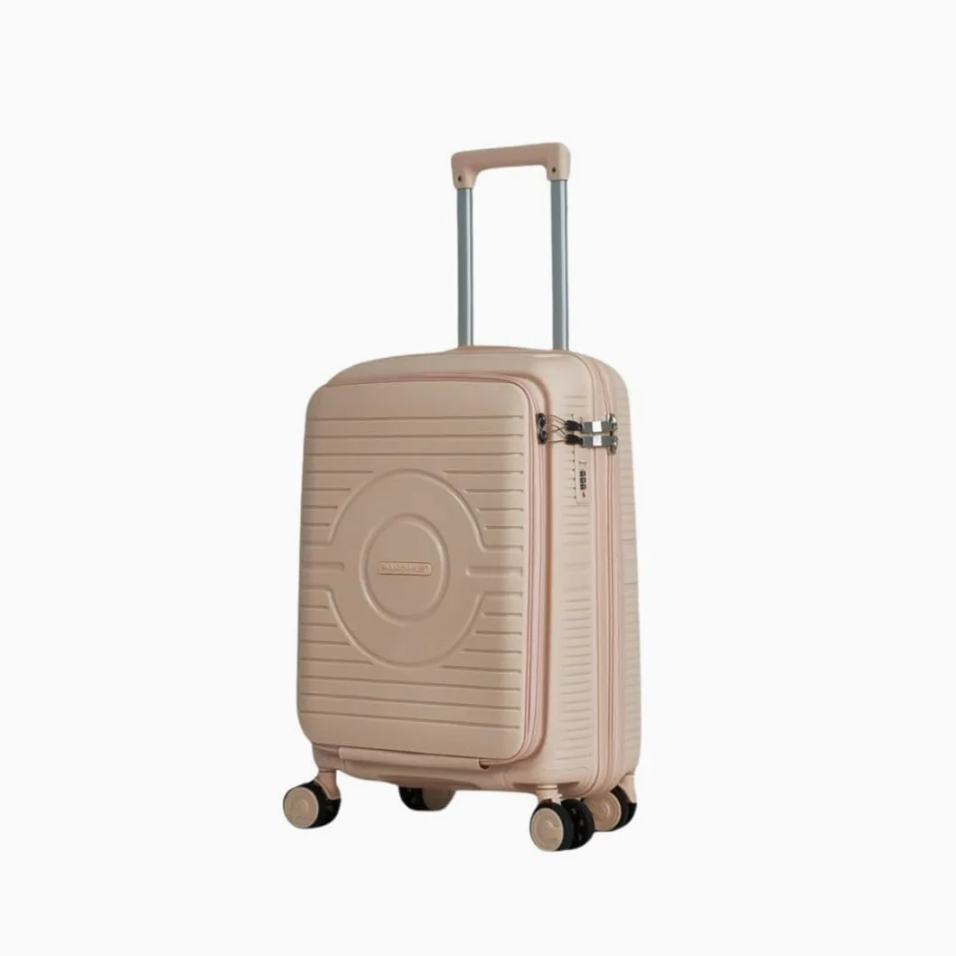 Max Star-Juego De Maletas 4 Piezas con Neceser Rigidas,4 Ruedas Dobles,Medidas Grande.76cm,Mediana.66cm,Pequeña.55cm Cabina, Material Polipropileno,Cerradura TSA,MS-2302 (Rose Gold)