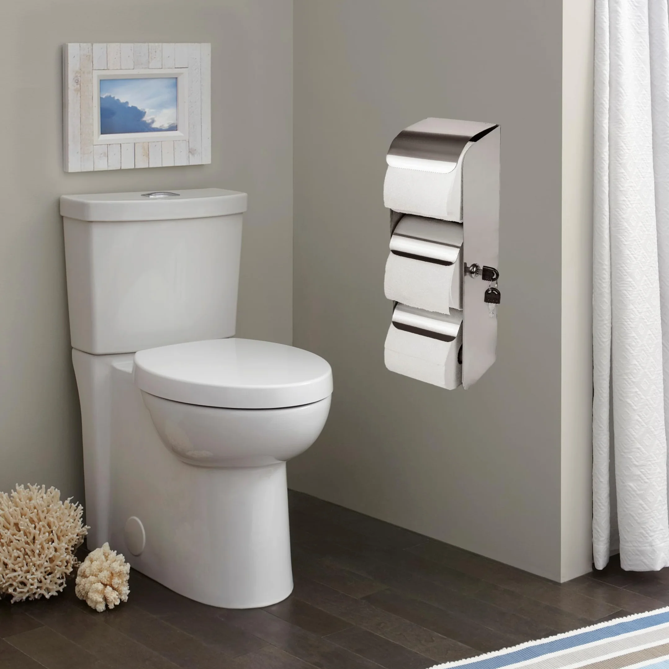 Desyeryamimi Portarrollos de Papel Higiénico Comercial con Cerradura, Dispensador de Acero Inoxidable de 3 Rollos, Montaje en Pared