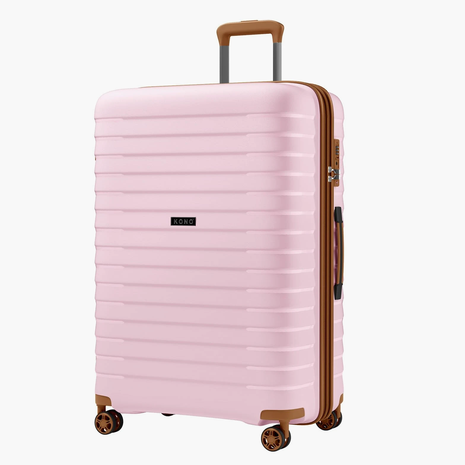 Kono Maletas de Viaje Grandes 23 Kilos, Maleta Grande de PP Extensible | Cremallera Antirrotura de Doble Capa, Portavasos + Gancho para Equipaje | TSA 007, Ruedas Silenciosas 360° (Rosa)