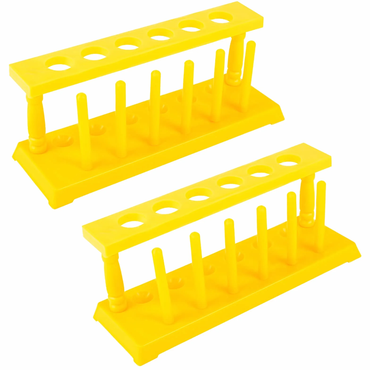 Soporte de Tubo de Ensayo Plástico 6 Agujeros Desmontable Rack de Laboratorio Amarillo 2 Piezas