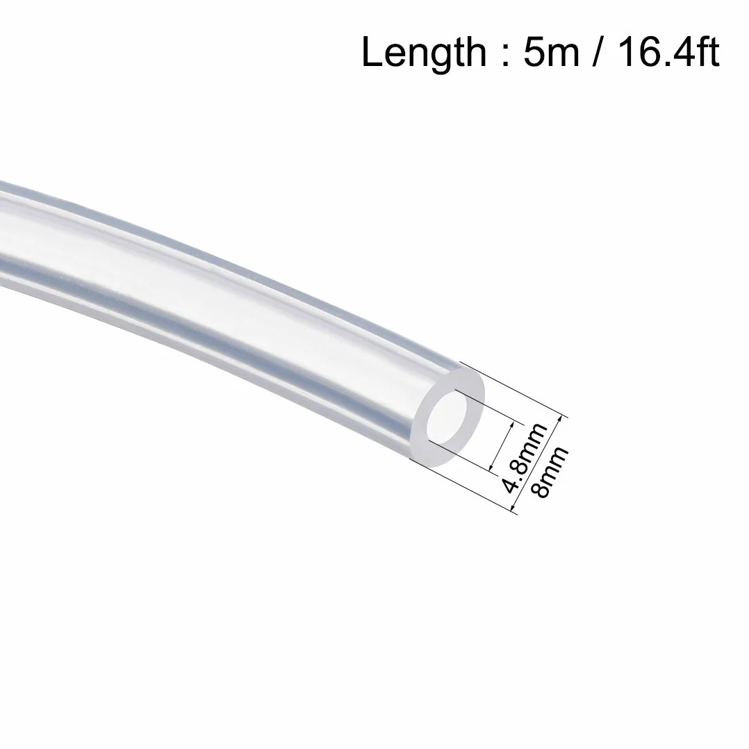 sourcing map Silicona Tubo 4.8mm ID x 8mm OD 5M Flexible Manguera Agua Aire para Bomba
