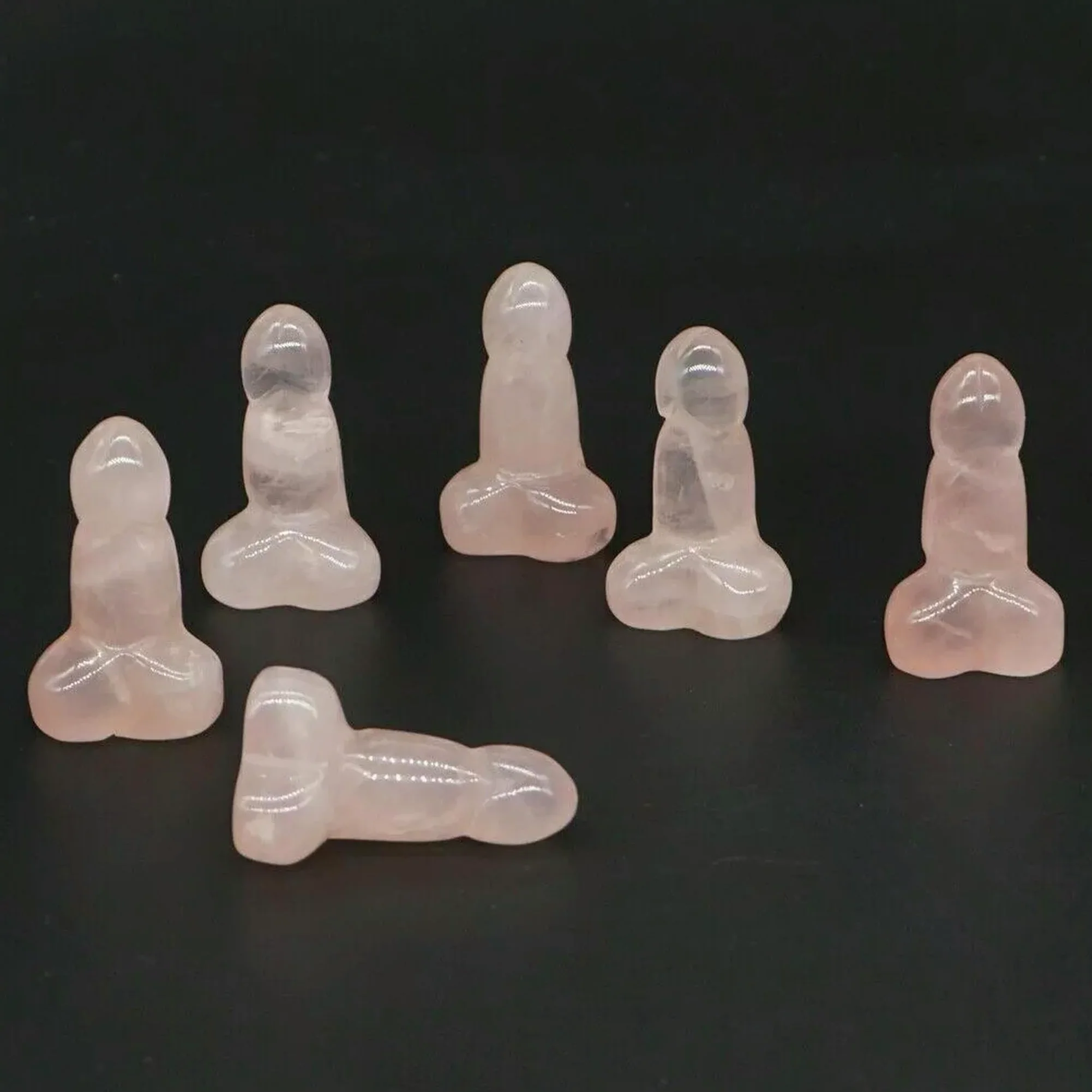 10 Piezas de Piedras Naturales de Cuarzo Rosa para pene Masculino, Cristal Tallado, decoración
