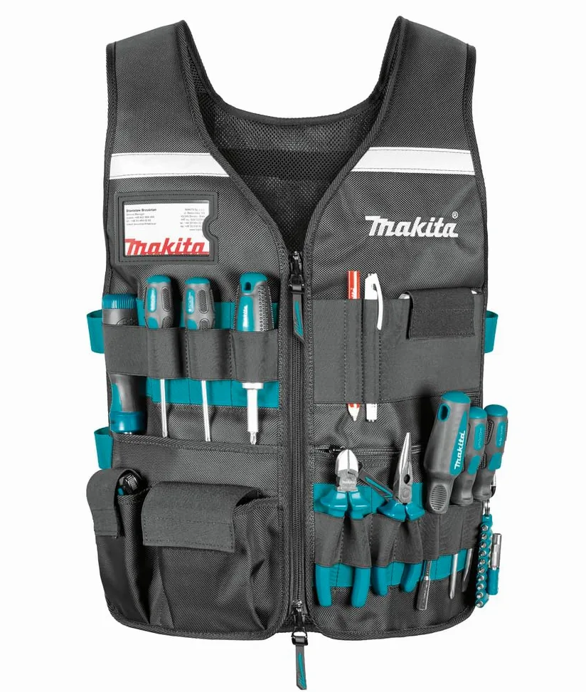 Makita E-15609 Chaleco de trabajo Portaherramientas manual Portatarjetas