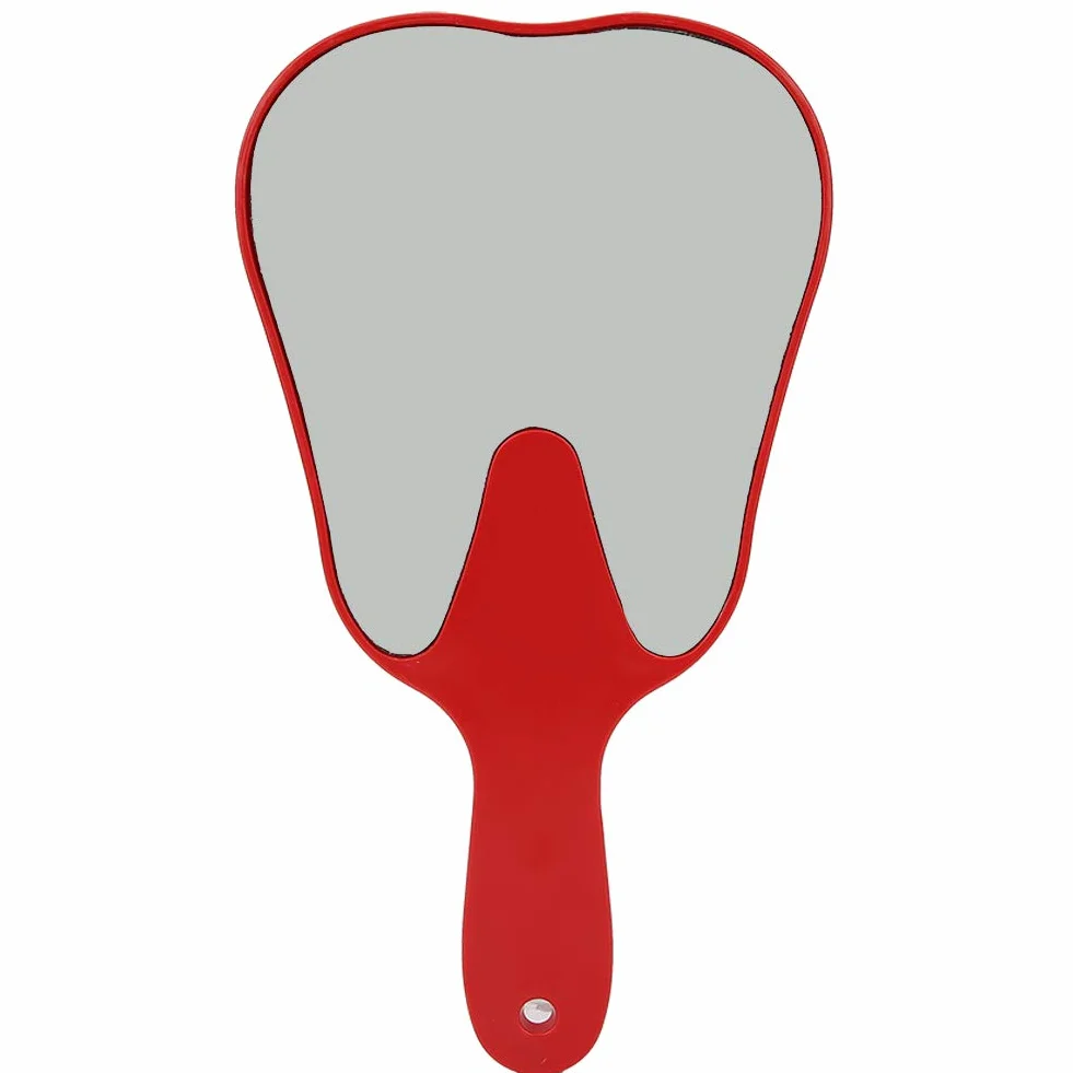Espejo Dental de Mano Diente Cuidado Mango de Plástico 4 Colores de Moda (Rojo)