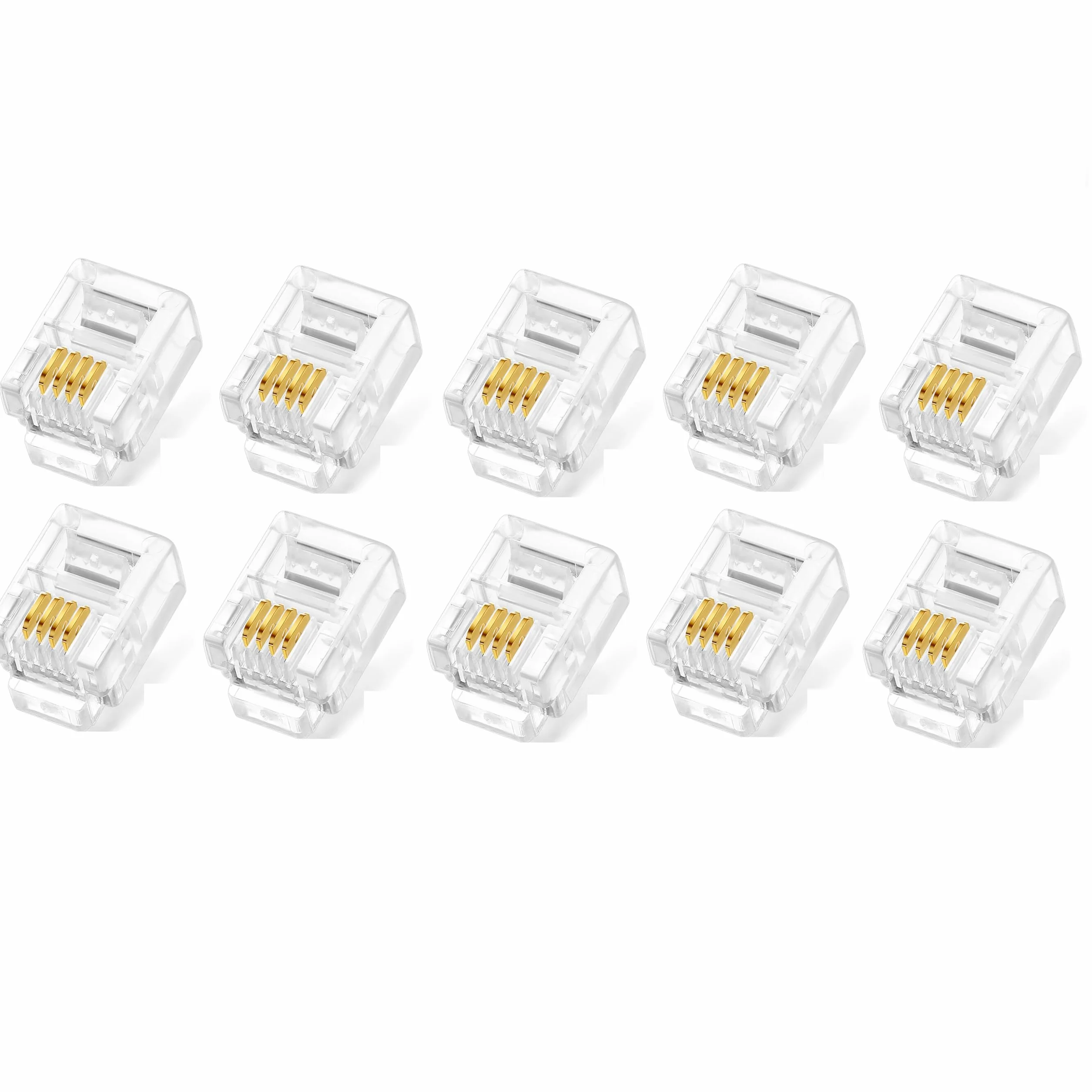 TECHZOCO Conector RJ11 6P4C Modular Teléfono AWG26 10 unidades