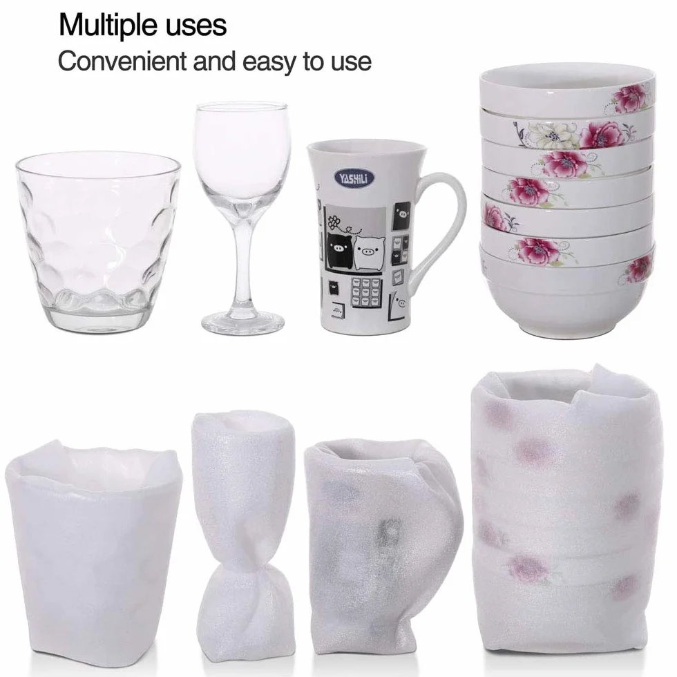 Bolsas de Embalaje de Espuma EPE Impermeable A Prueba Choques 50 Piezas para Vajilla Vasos Porcelana