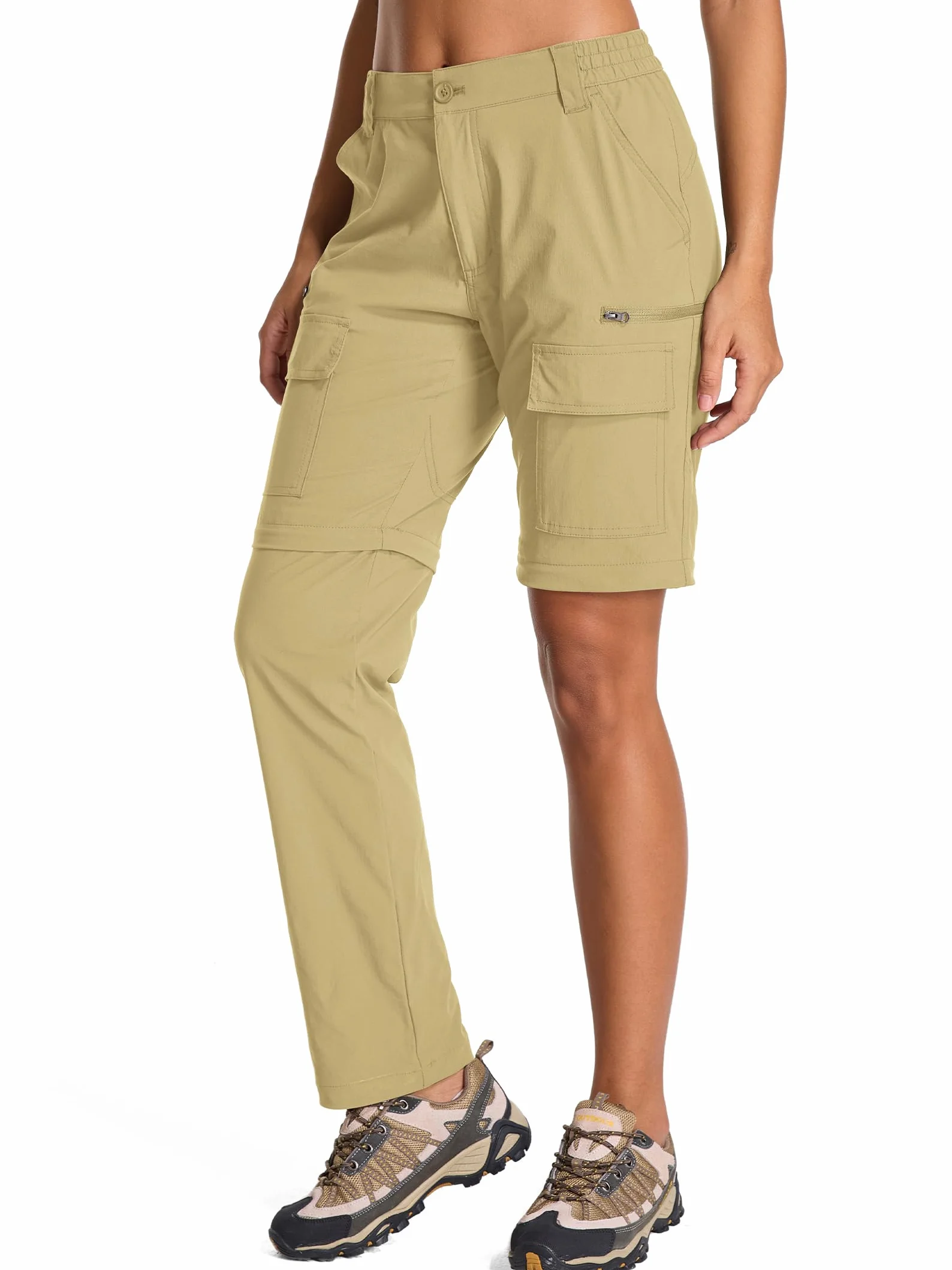 Pantalón de Senderismo Mujer Convertible, Ligero Transpirable Secado Rápido Pantalón Safari Exterior Verano Pantalón de Trabajo Técnico para Trekking