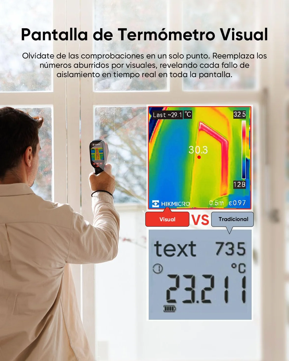 HIKMICRO D01 Lite termómetro infrarrojo -20°C a 550°C pantalla 2,4" resolución IR 96×96 modo dual herramientas HVAC
