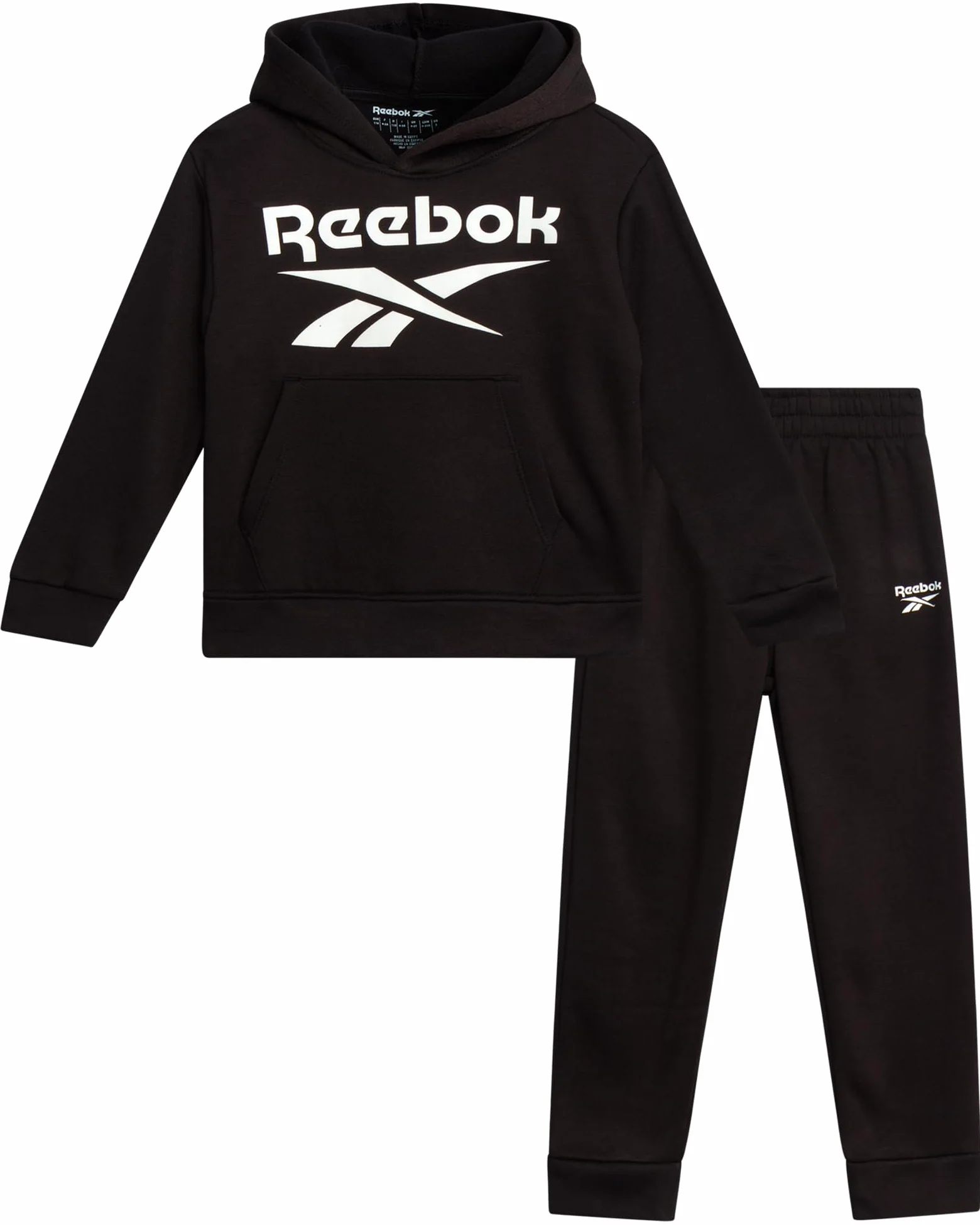 Reebok Conjunto de sudadera con capucha y pantalones deportivos de forro polar de 2 piezas (tallas: 2T-7)