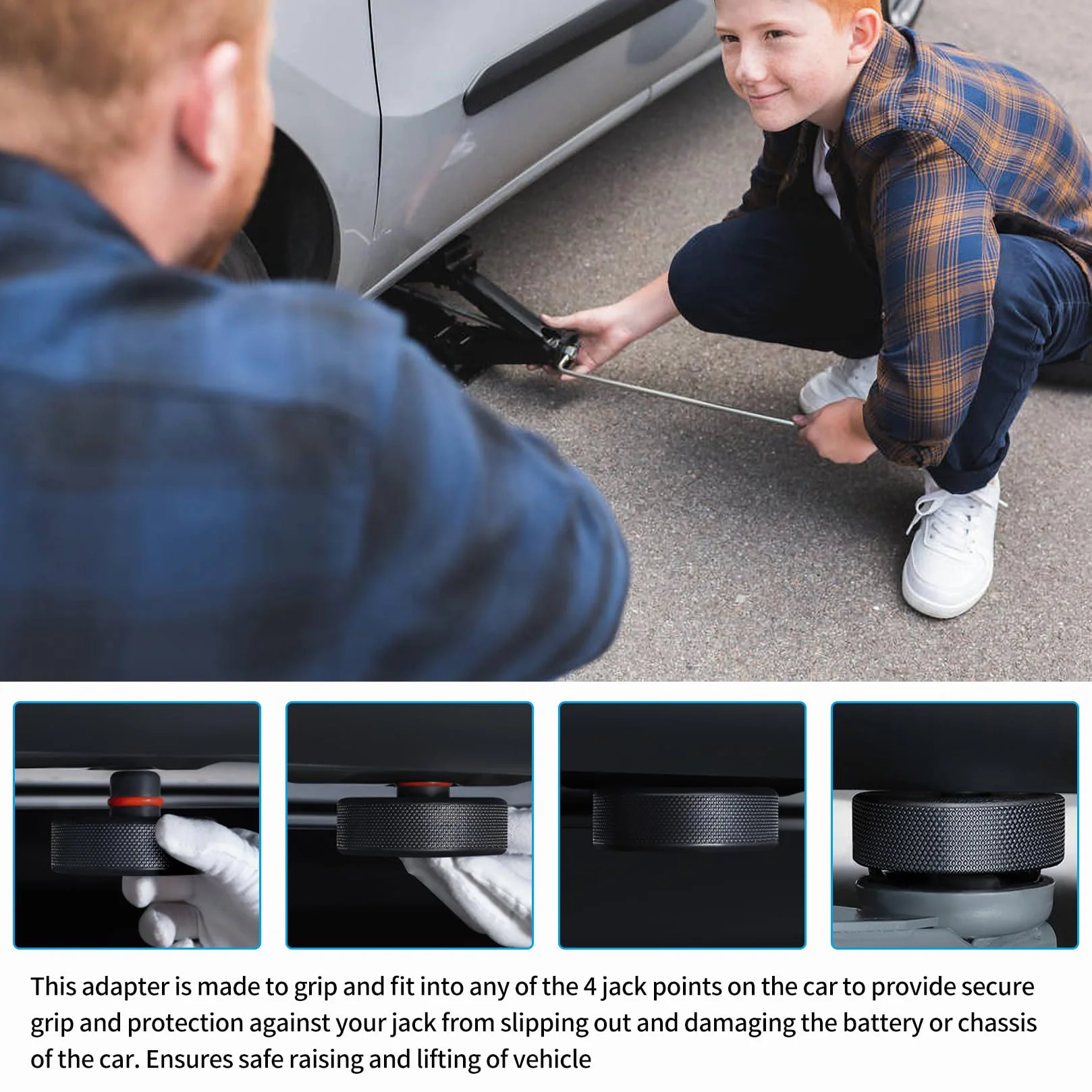4 Piezas Gato Hidráulico Almohadilla de Goma Compatible Con Tesla Model 3/Y/S/X, Adaptador Jack Pad Herramienta Puntos de Elevación