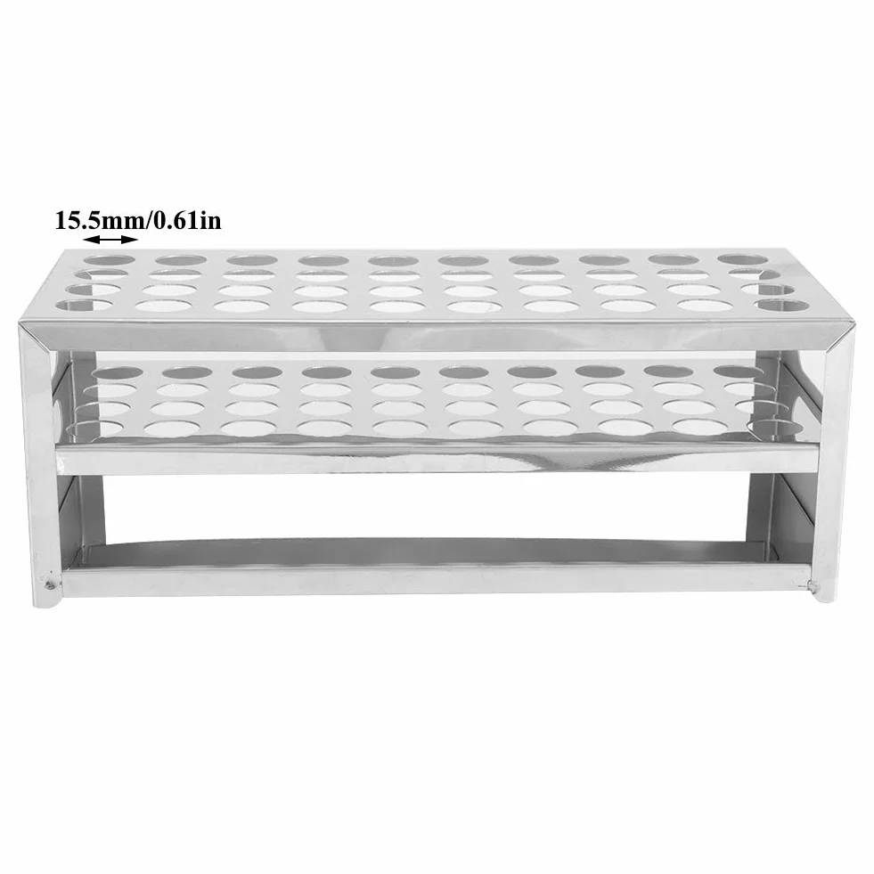 Tyenaza Gradilla para Tubos de Ensayo de Acero Inoxidable 304, 2 Niveles 40 Orificios 15.5mm