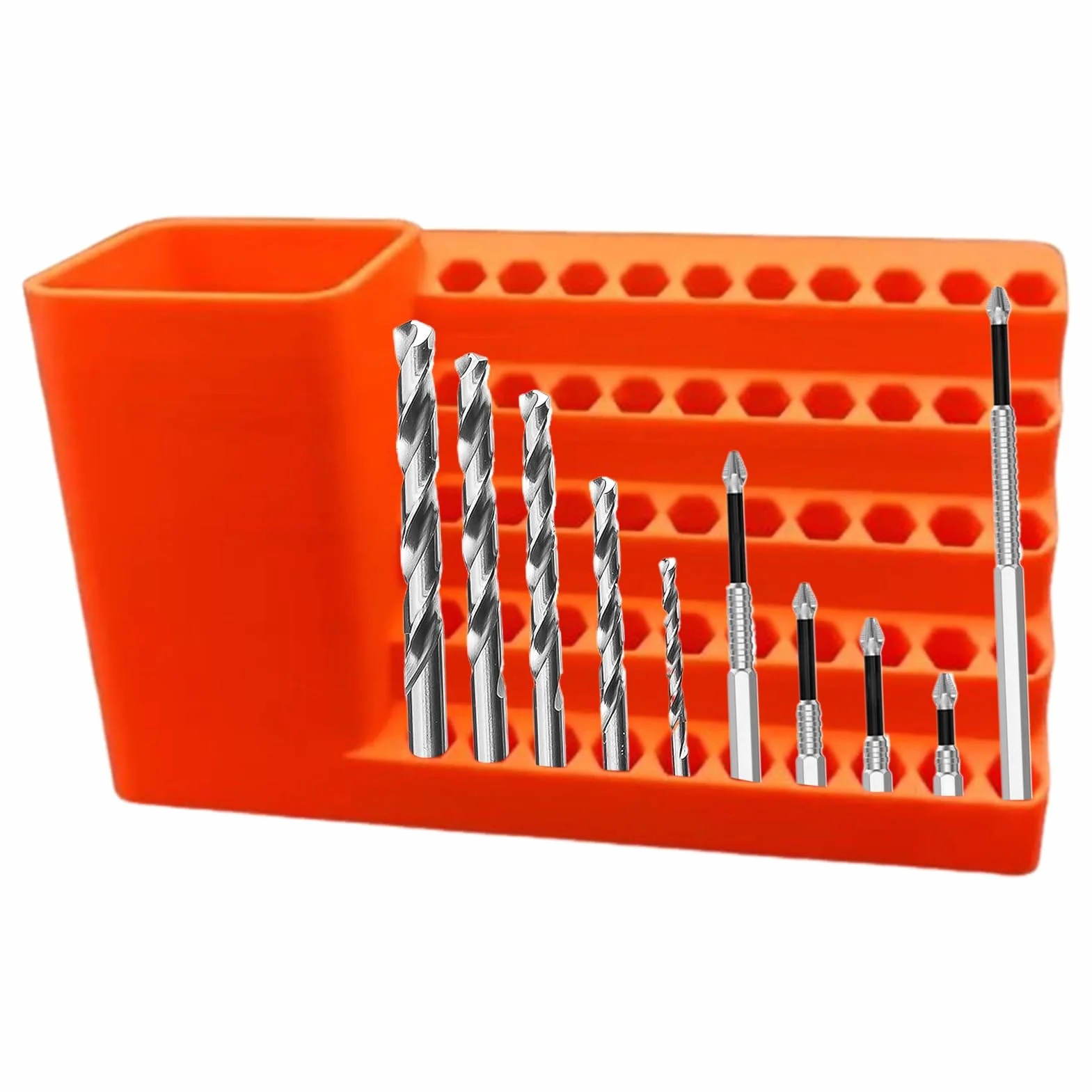 Portabrocas Organizador Resistente para Brocas Hexagonales Panel Antideslizante