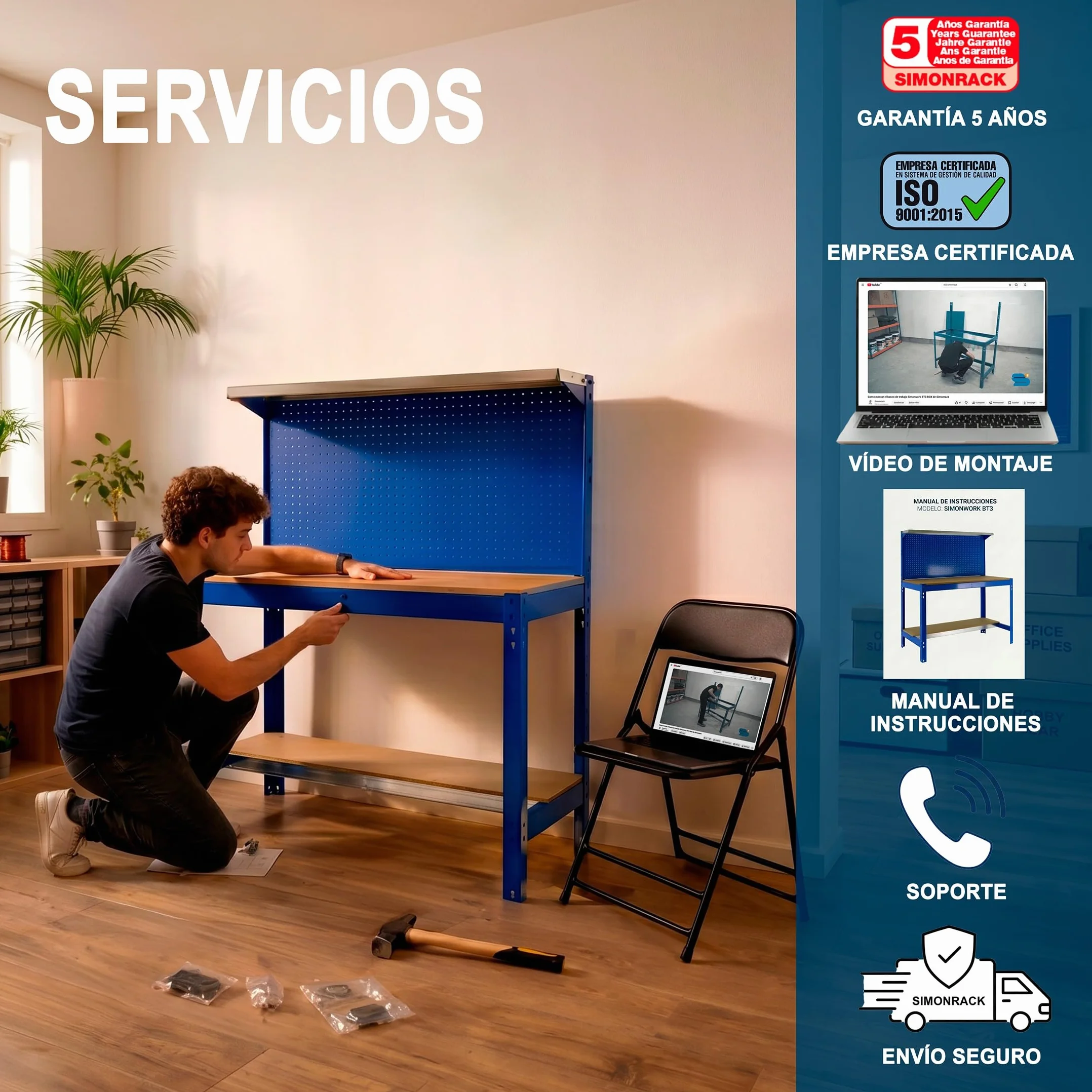 Simon Rack Mesa de Trabajo Taller 400 kg 1445x910x610 mm Antracita/Madera BT3