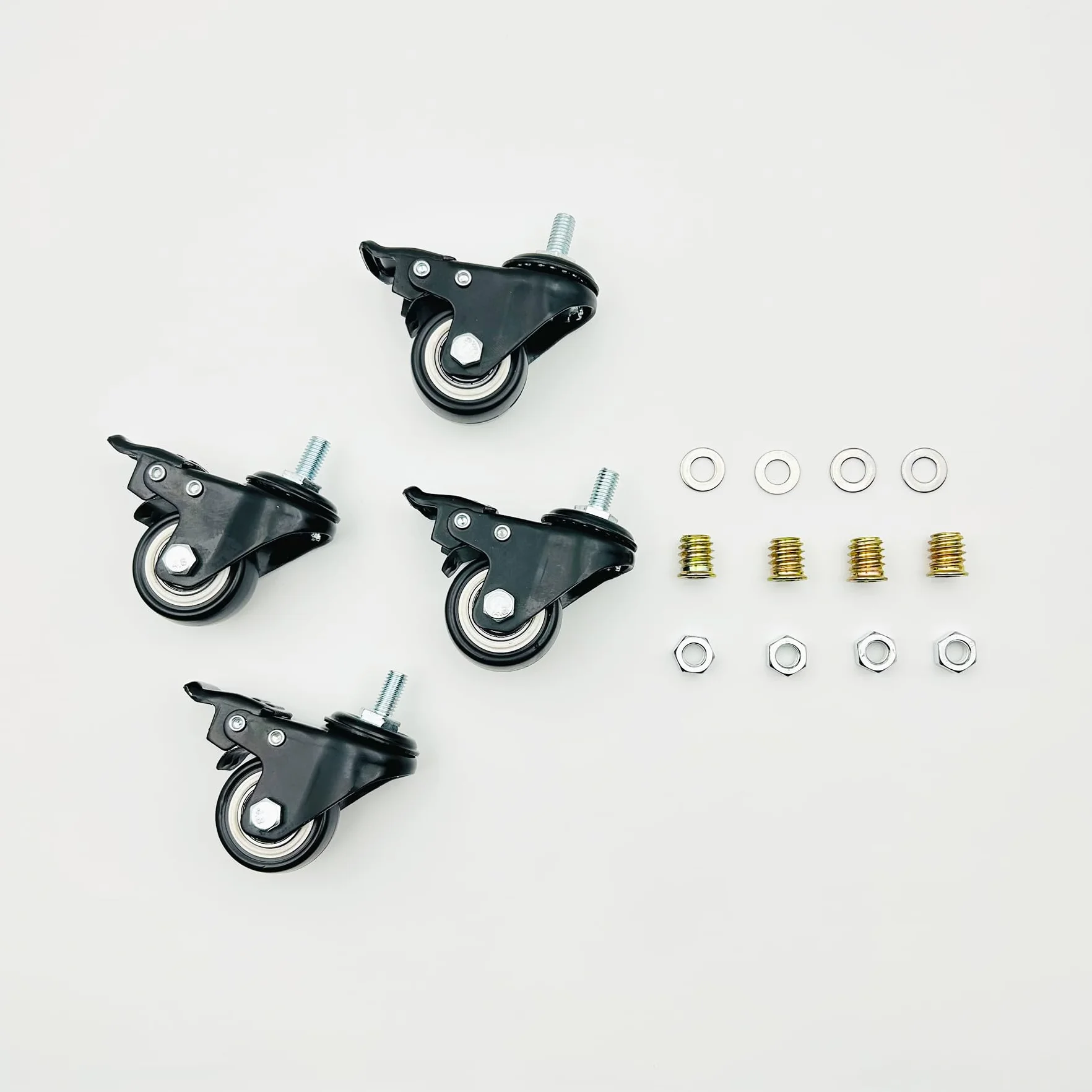 LIKERAINY Ruedas Giratorias de PE con Freno IC4811A Giro 360° Rosca Montaje Muebles Gabinete Diámetro 40mm Paquete de 4
