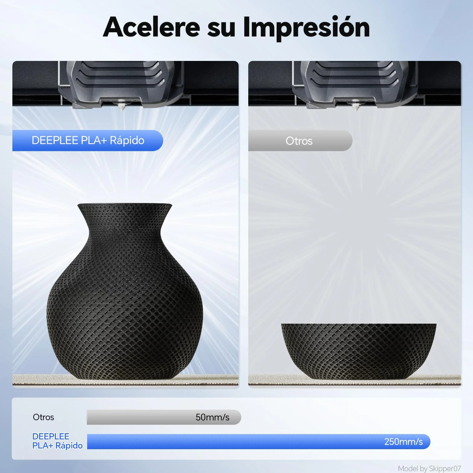 DEEPLEE Filamento PLA+ 1.75 mm 1 kg Negro Alta Velocidad 30-600 mm/s Precisión ±0.02 mm