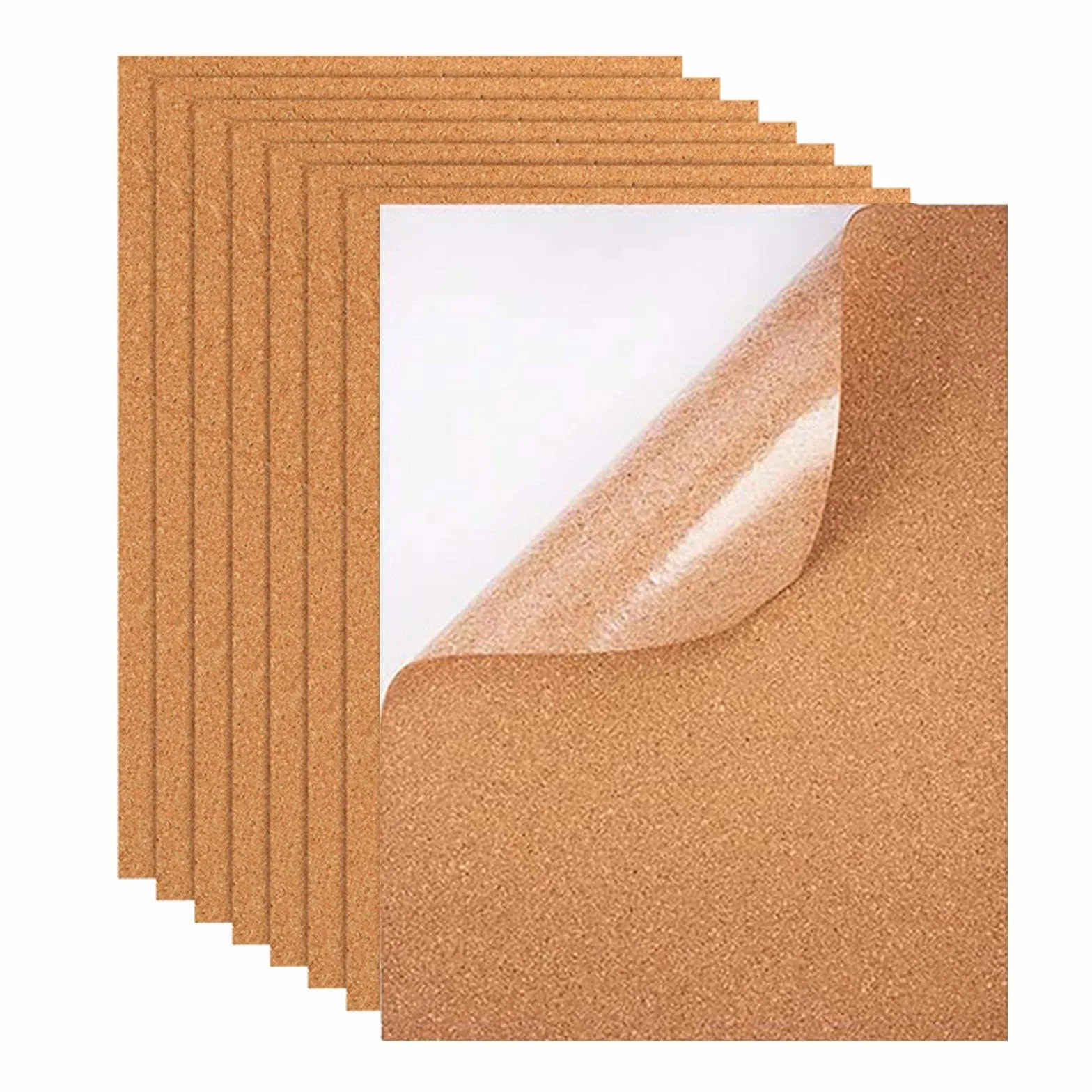 Hojas de Corcho Autoadhesivas 30x21cm 2mm Espesor 8 Piezas para Decoración Mural y Tablones de Anuncios
