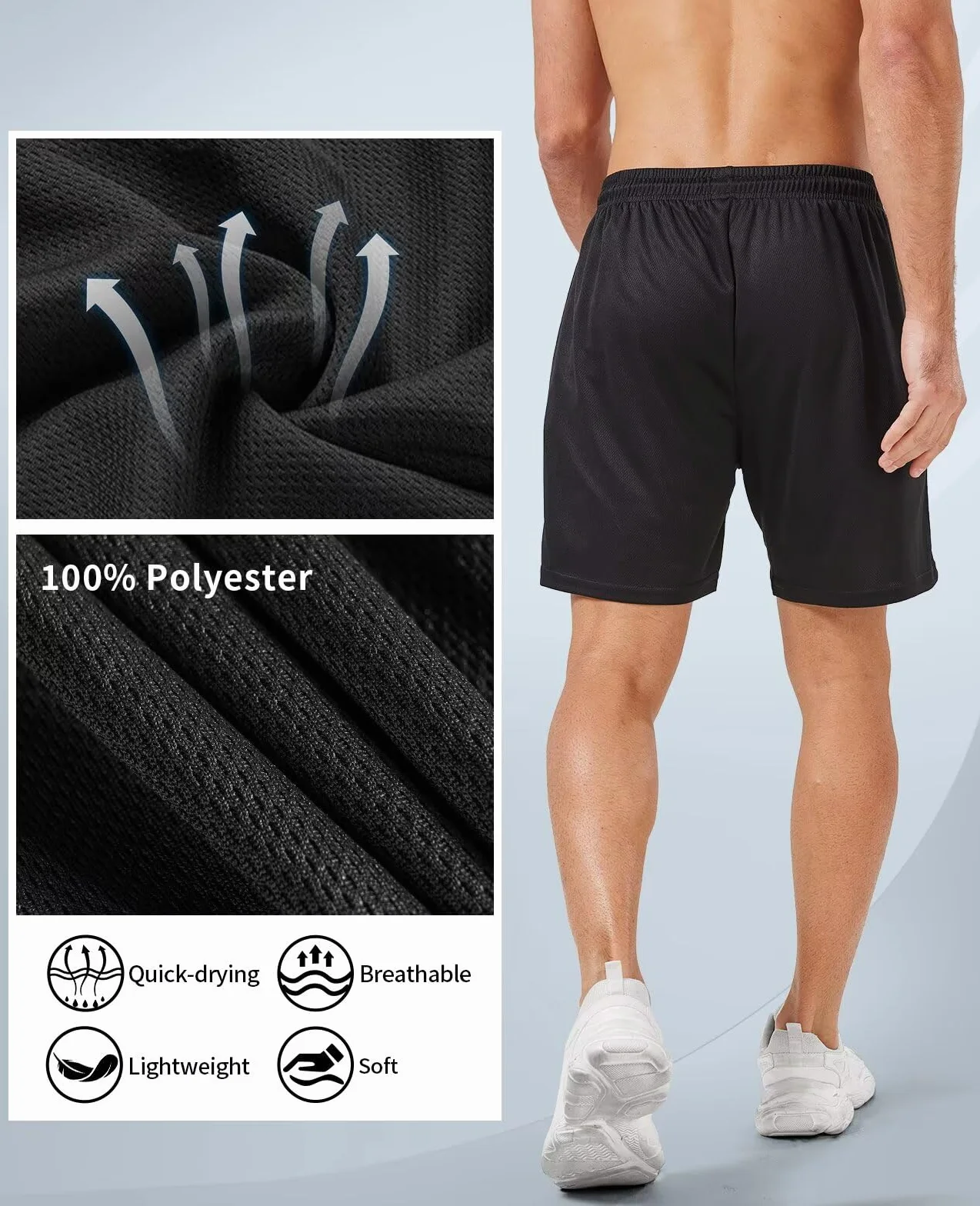 lomsoe Paquete de 5 pantalones cortos de gimnasio para hombre, 5 pulgadas, de malla de secado rápido, ligeros, para entrenamiento, atletismo, correr, con bolsillos
