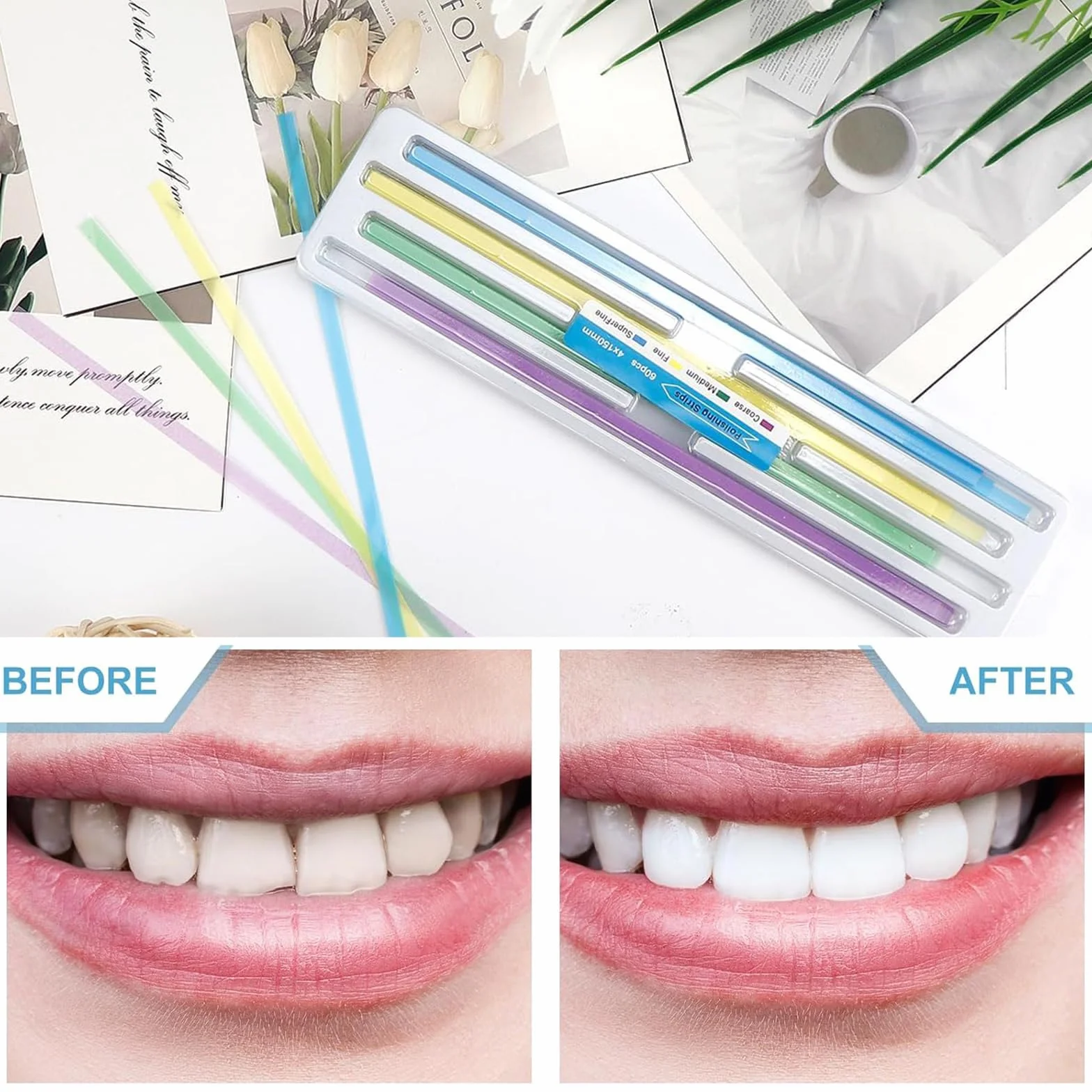 Tira de Pulido Dental Papel de Lija Interdental 4mm x 150mm Cuidado Higiene Bucal