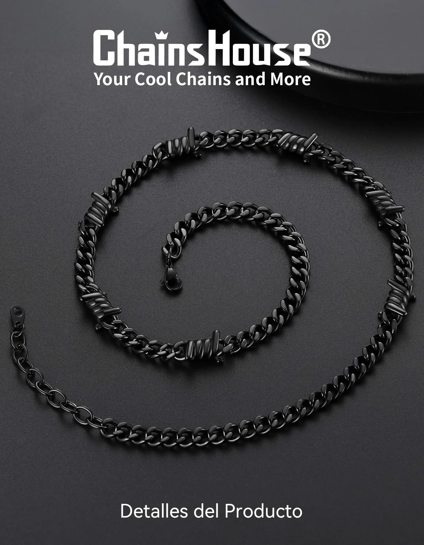 ChainsHouse Alambre Pinchos Collar para Hombre Mujer Estilo Rock Gótico Hip Hop Punk, 41-46 - 51-56 CM Largo, Regalo Joyería Estilosa