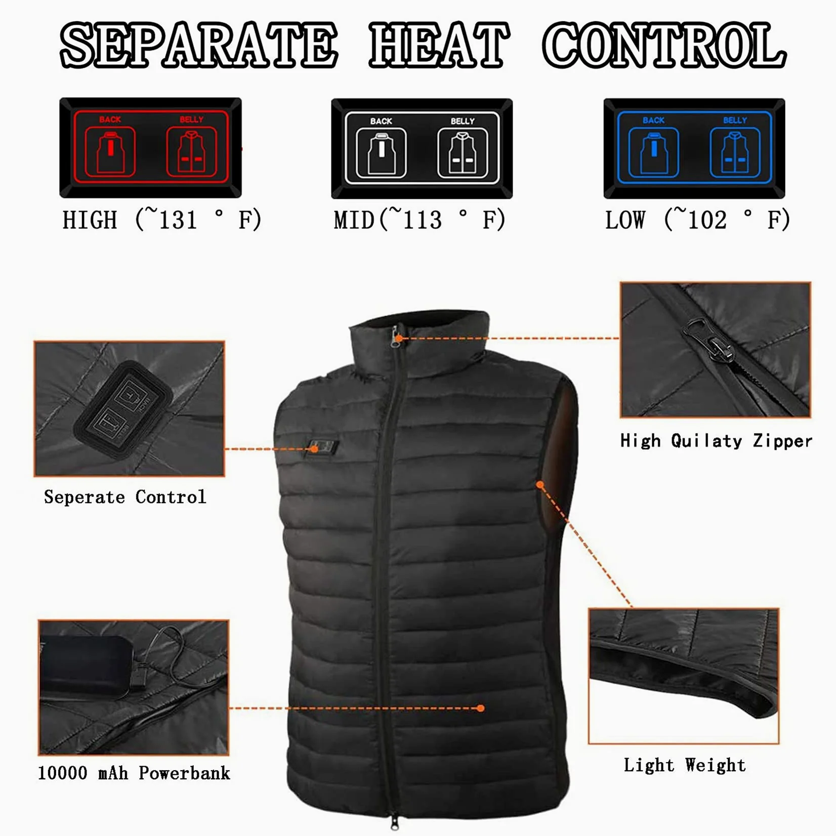 Chaqueta calefactable, Chaleco Calefactor eléctrico USB for Exteriores, Tela térmica de Invierno, Pluma for Acampar, Senderismo, Chaqueta Caza cálida