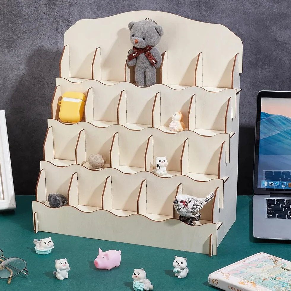 PH PandaHall Soporte para tarjetas de crédito de madera 4 niveles portátil mostrador tienda
