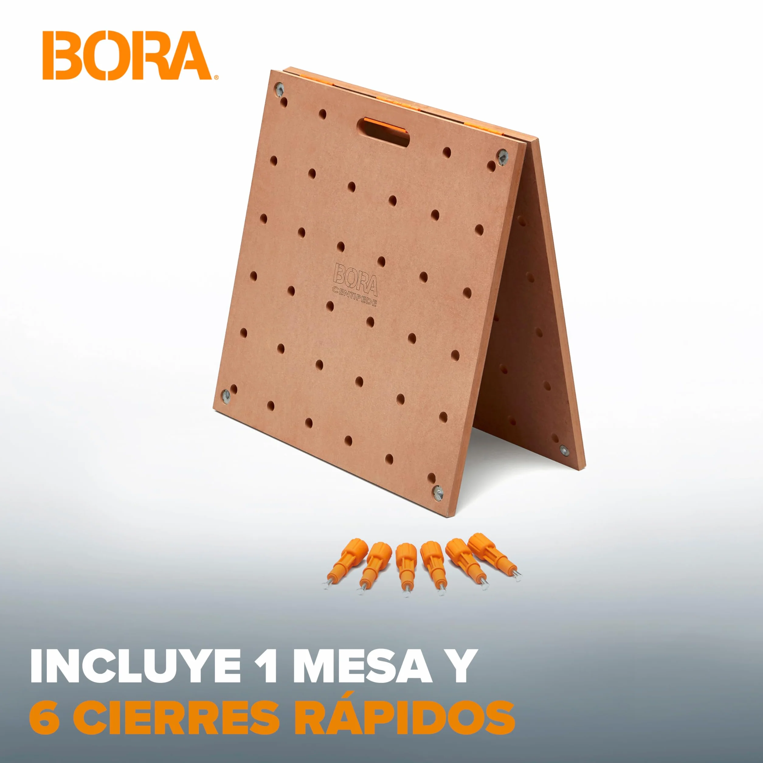 Bora Centipede CK22TM Mesa de Banco de Trabajo 24 x 48 Pulgadas con Parte Superior de Madera y Agujeros de 20 mm