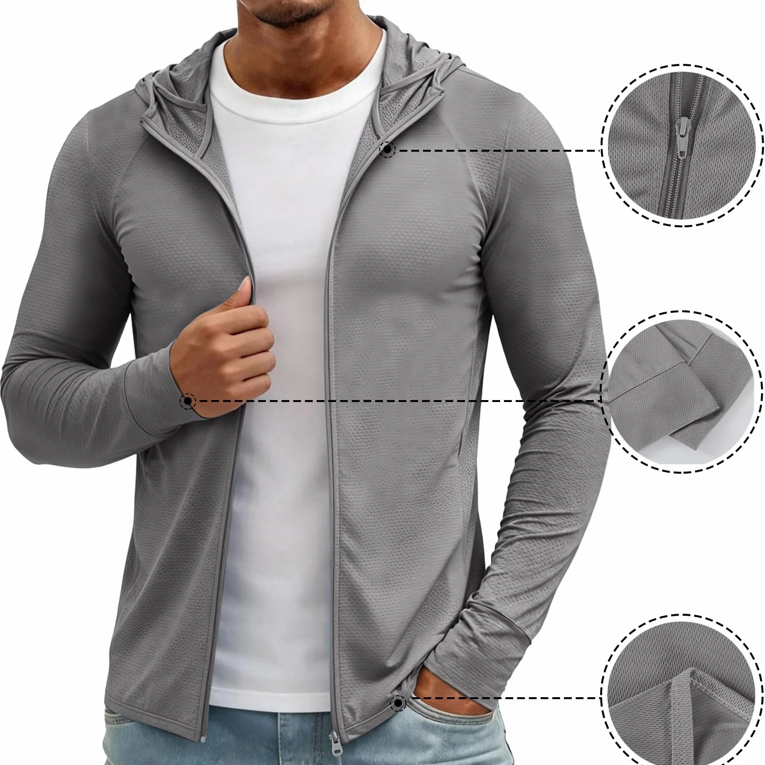 Camiseta Protector Solar, Ligero Protector Solar Manga Larga Camisetas Surf Hombre, Trabajo Viaje