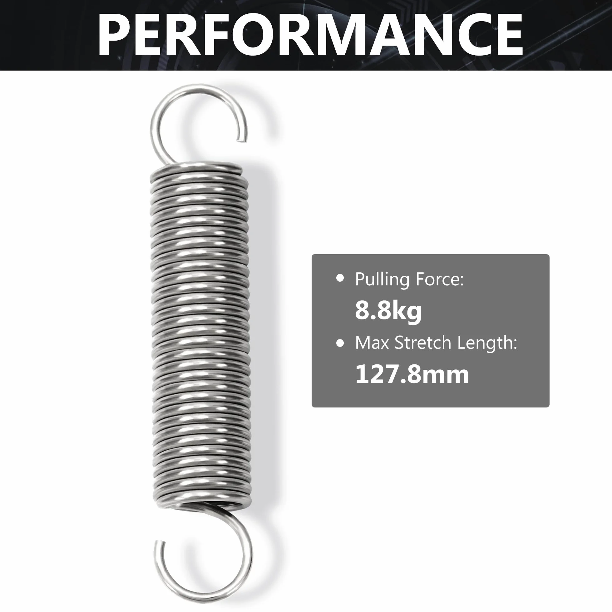 Resortes de Tensión 90mm Muelles de Extensión Acero Inoxidable Diámetro Exterior 16mm Alambre 2mm Fuerza Resorte 8,8KG 2 Piezas