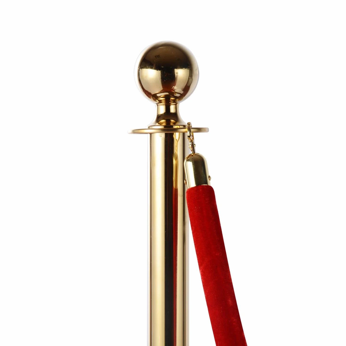 HOMCOM Catenaria Acero Inoxidable Cordón Rojo 2 Piezas Ф32xH95CM Dorado
