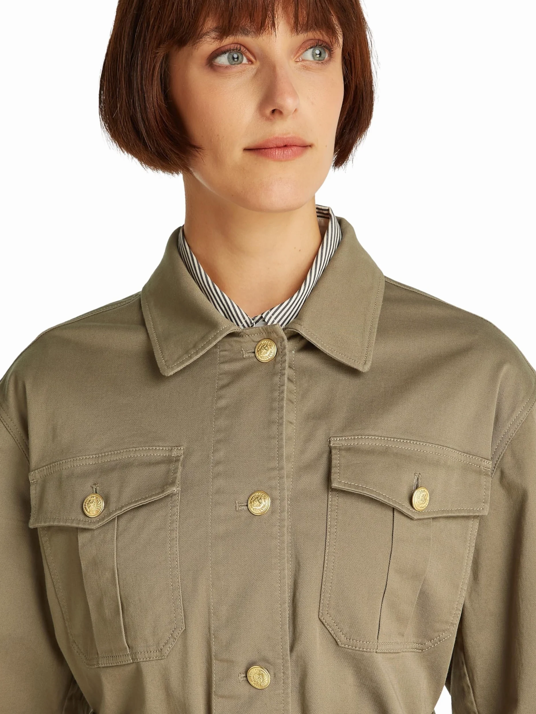 Tommy Hilfiger Chaqueta tipo camisa Mujer Gold Button Utility con bolsillos en el pecho