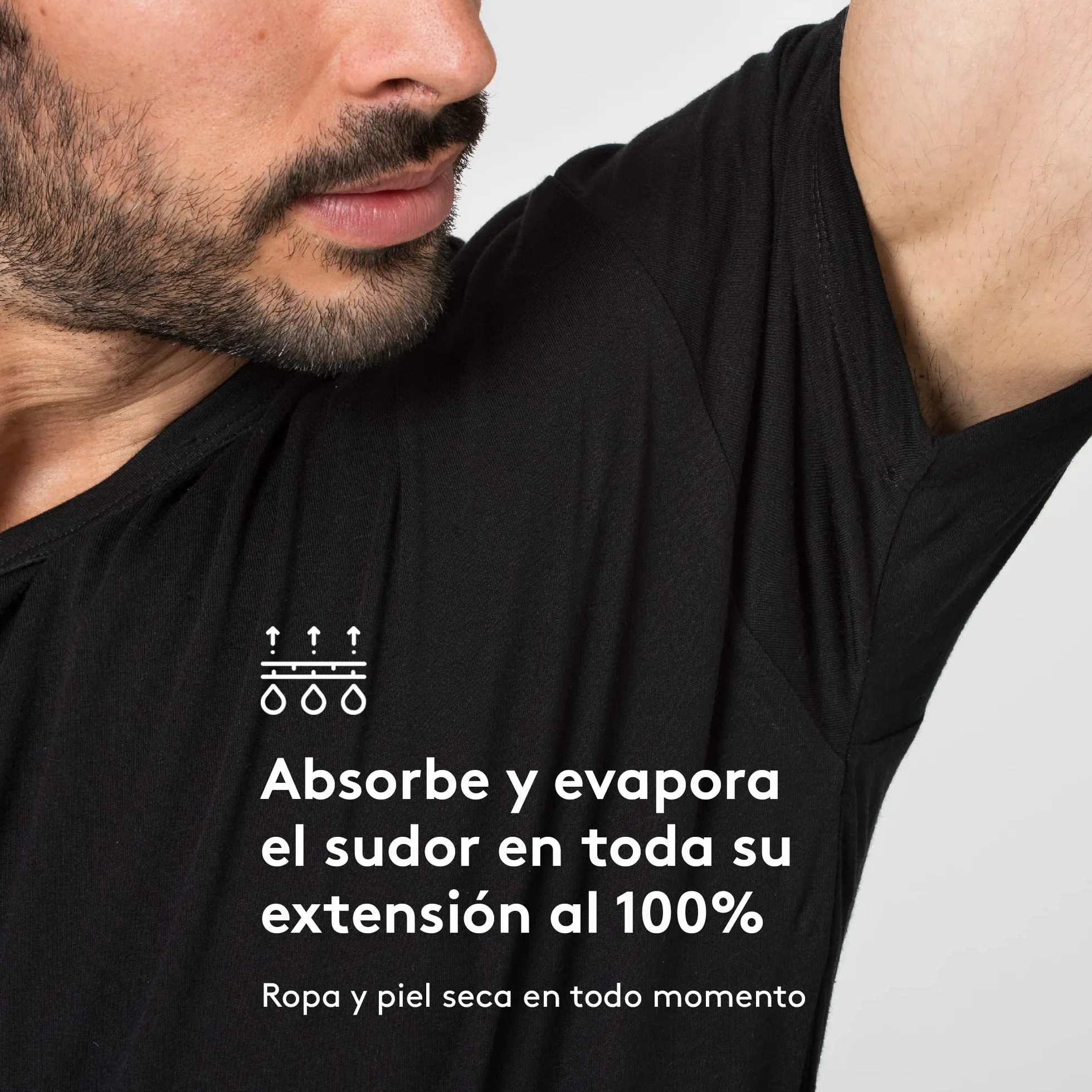 Camiseta a Prueba de Sudor Sutran, Absorbe y Evapora el Sudor, a Prueba de Manchas, a Prueba de Olores, Anti-Sudor, Anti-Manchas, Anti-Olor, 100% Transpirable