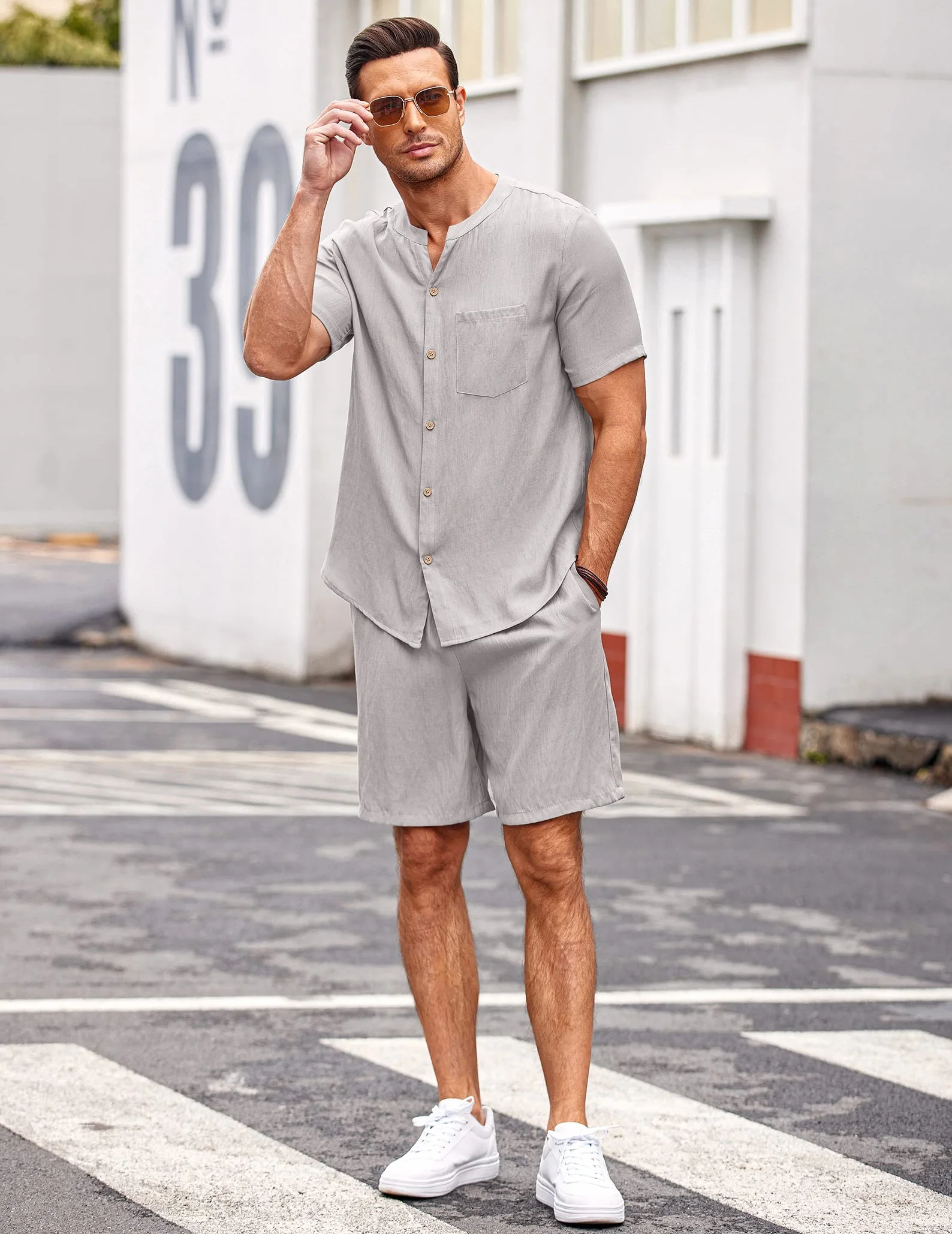 Ekouaer Pijama Hombre Conjunto de Pijamas Verano Ropa de Dormir Manga Corta y Pantalones Corta, S-XXL