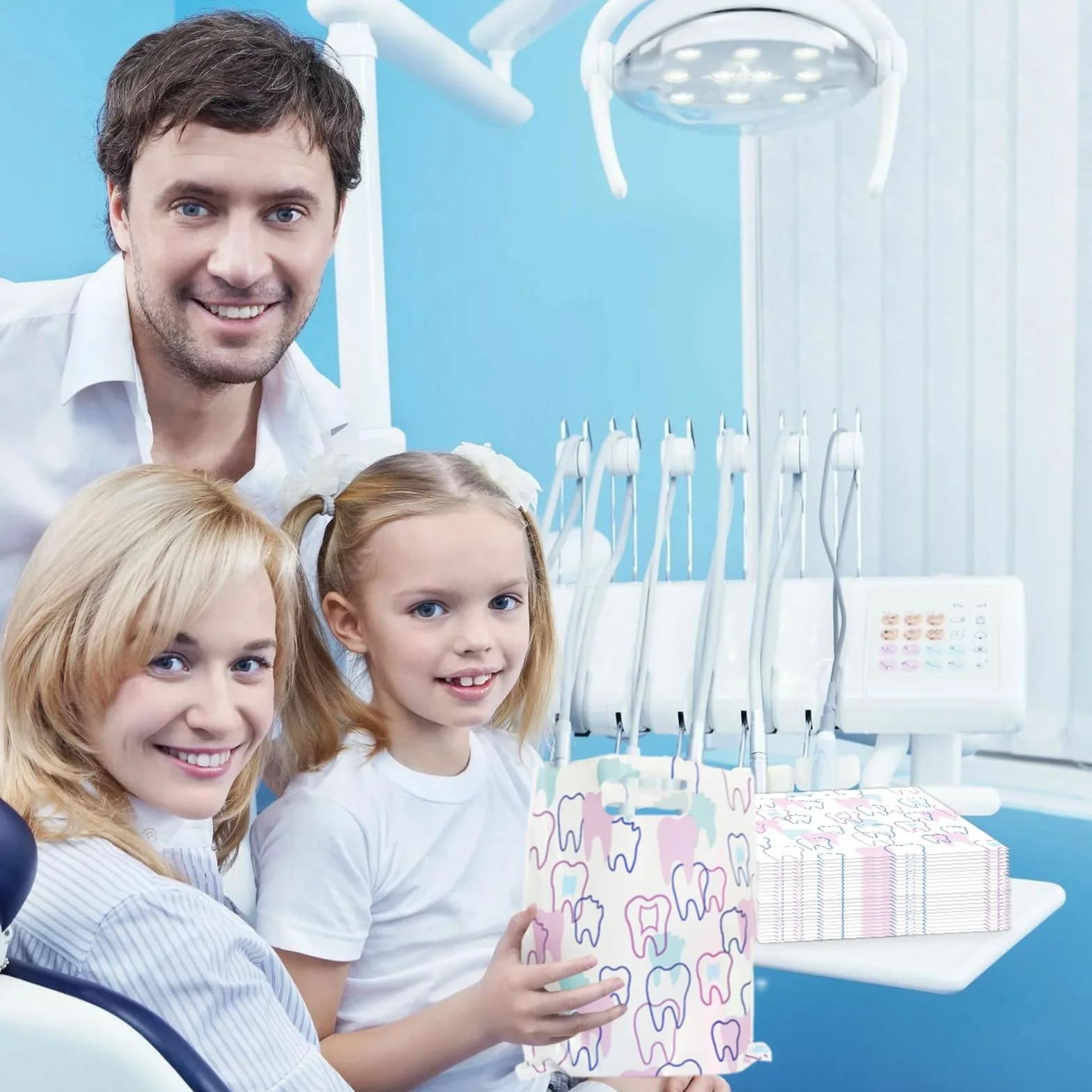 Bolsas dentales con asas 8.3 x 9.5 pulgadas paquete de 50 para pacientes dentistas clínica