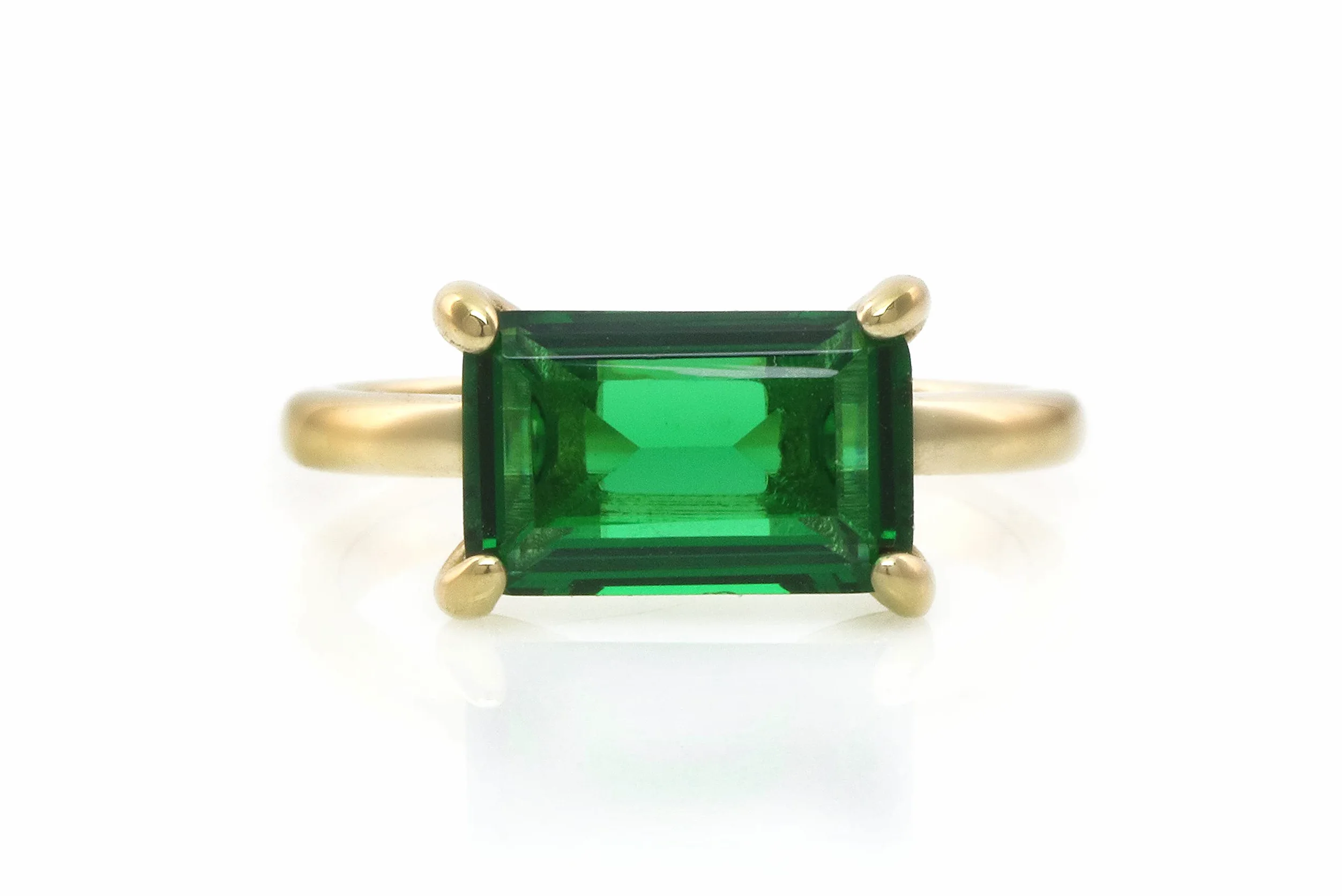 Anillo de Oro Esmeralda - Anillo de Compromiso Minimalista con Piedra Preciosa, Anillo de Moda, Anillo de Aniversario - Joyería de Damas hecha a mano - Personalizable con Grabado - con Caja de Firma