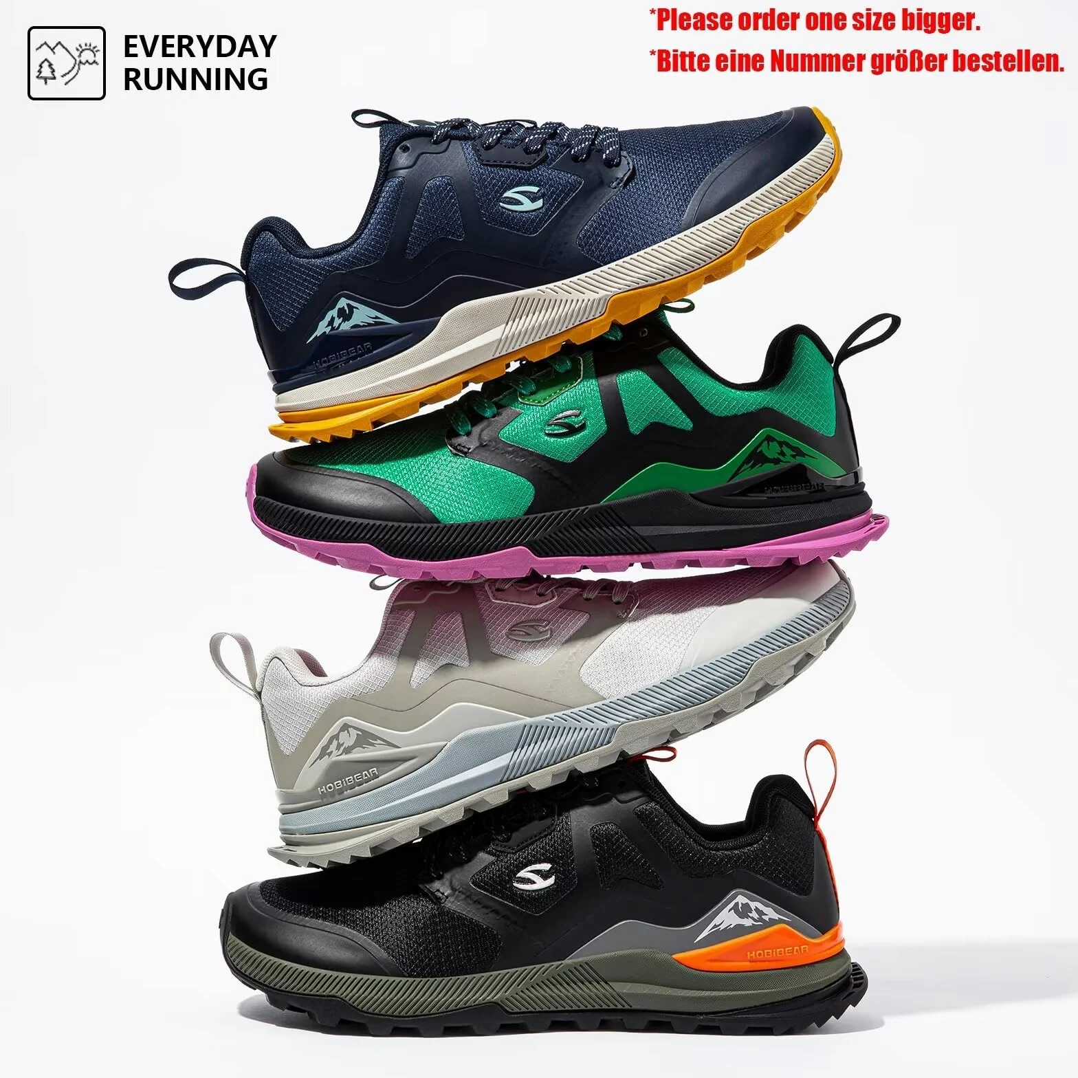 HOBIBEAR Zapatillas de Trail Running para Hombre | Trekking | Hiking | Zapatillas de Punta Ancha no deslizantes