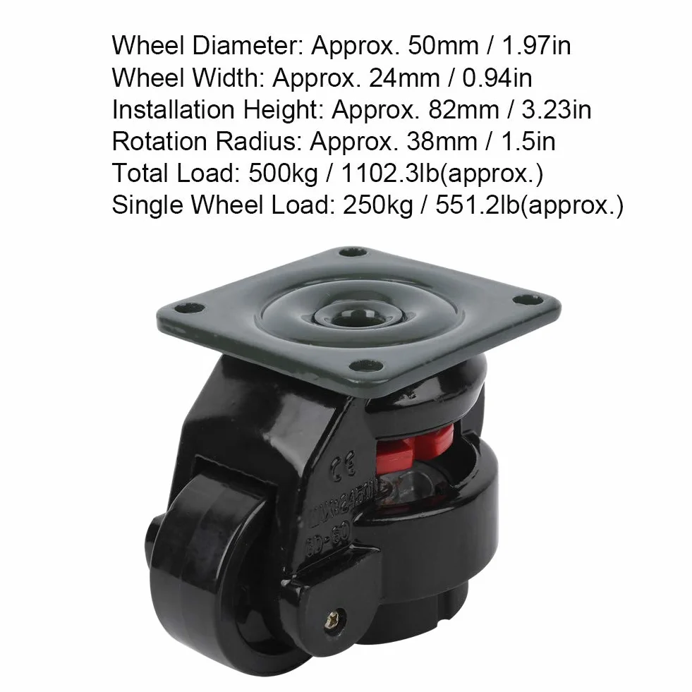Ruedas Niveladoras GD-60F Bagima 4 Uds. Rueda de Ajuste de Nivel Industrial de Servicio Pesado 21x16x9
