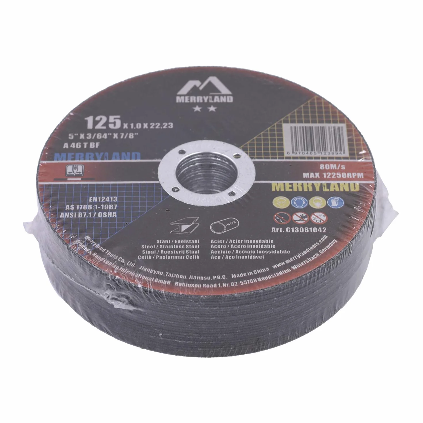 Merryland Disco de Corte 125 Metal 25 Piezas 125 x 1,0 x 22,23 mm Acero INOX Hierro