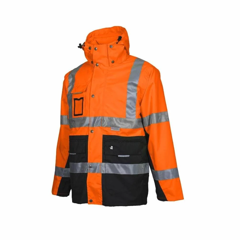 D-Work Parka de alta visibilidad de trabajo Wellington, talla M, naranja neón y resistente