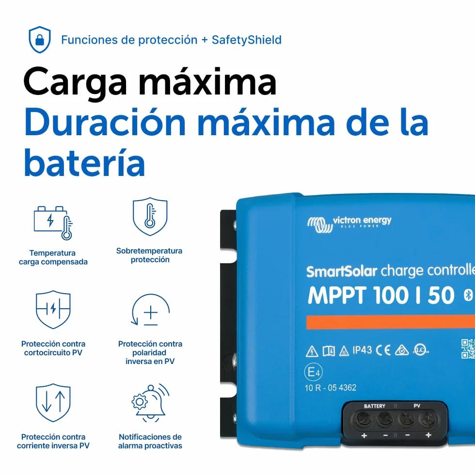Victron Energy SmartSolar MPPT 100V 50A 12/24V Controlador de Carga Solar con Bluetooth
