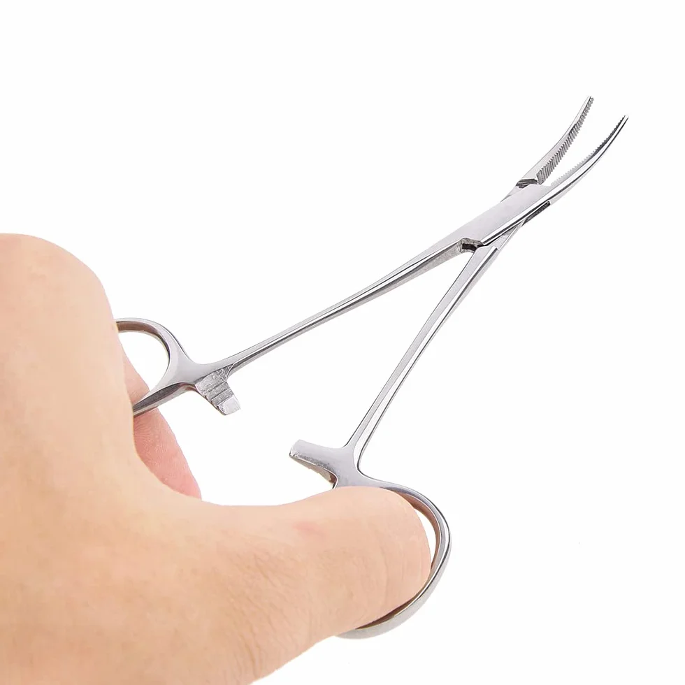 Pinzas hemostáticas curvadas de acero inoxidable 16 cm para anzuelos
