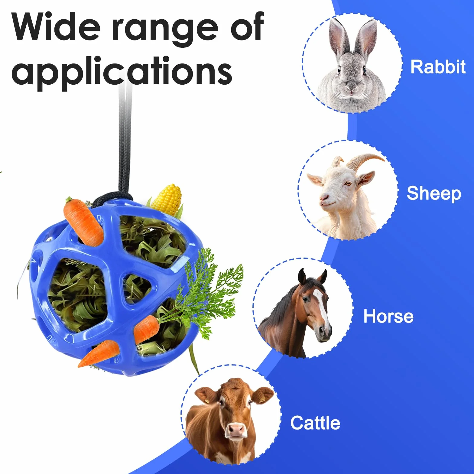 Pelota de juguete para caballos de 19 cm, rellenable con zanahorias, alivio del estrés