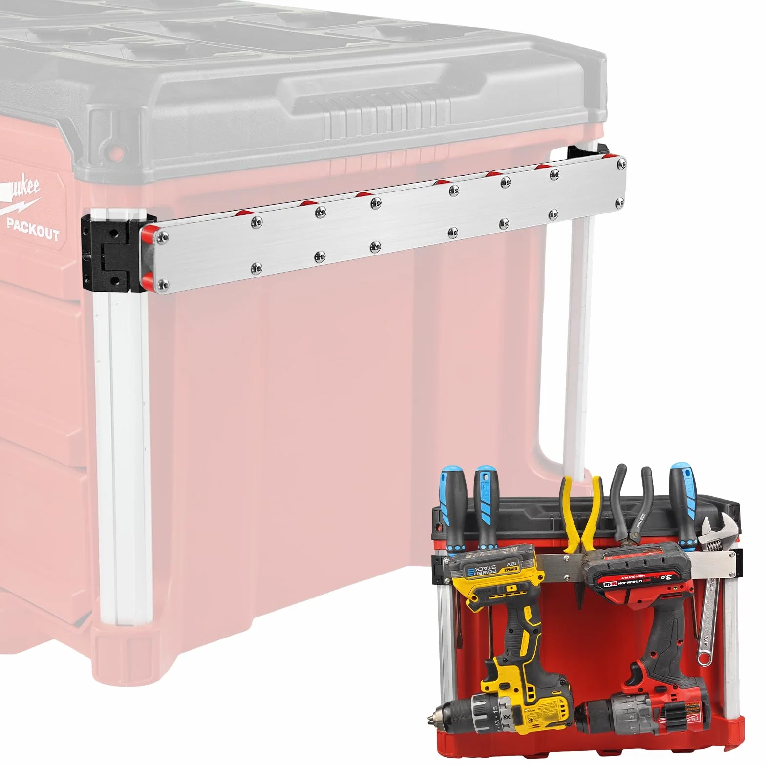 Soporte para taladro eléctrico Milwaukee, soporte lateral para organizador de caja de herramientas