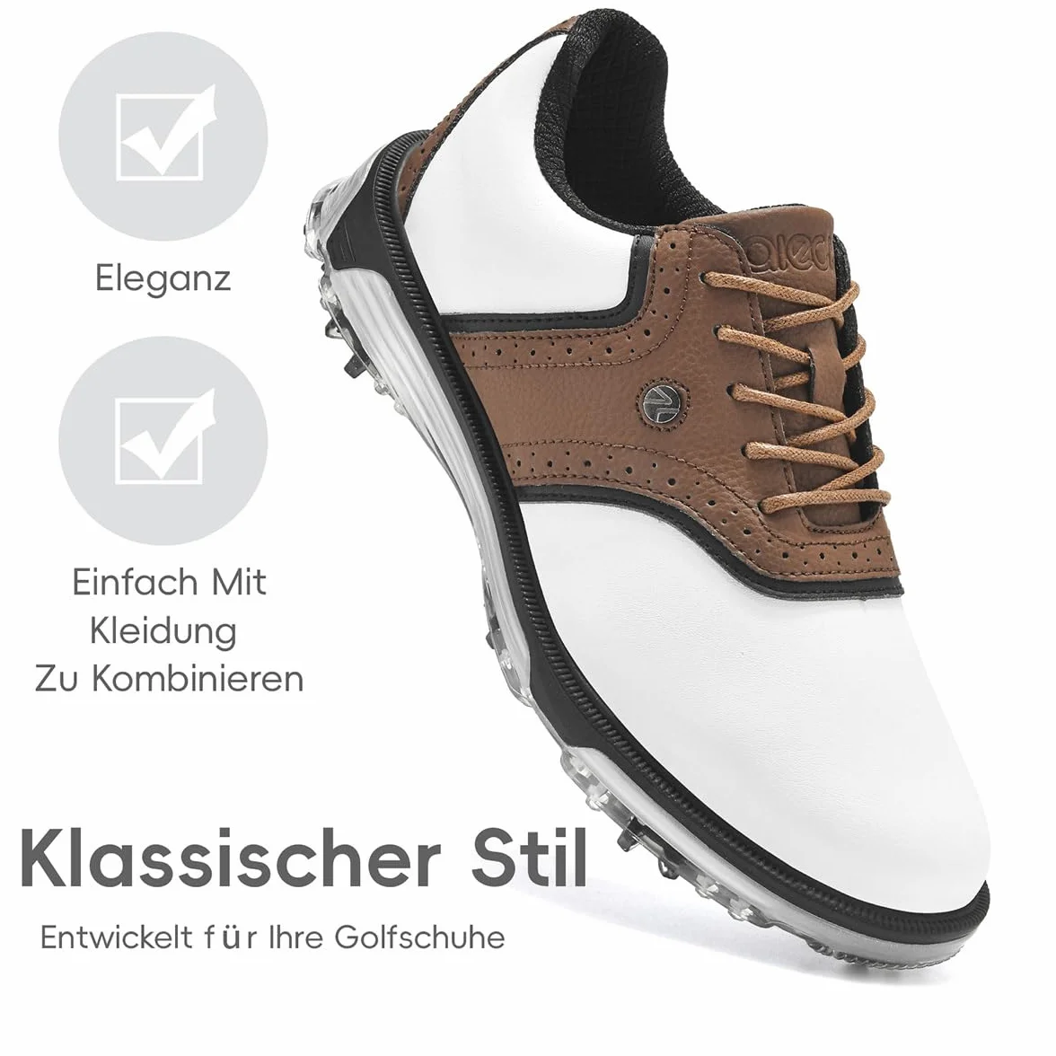 ULTIANT Zapatos de Golf para Hombre, Impermeables y Confortables, Diseño Clásico con Suela Antideslizante, Respirantes y Ligeros, Ideales para Juego y Entrenamiento de Golf en Campo