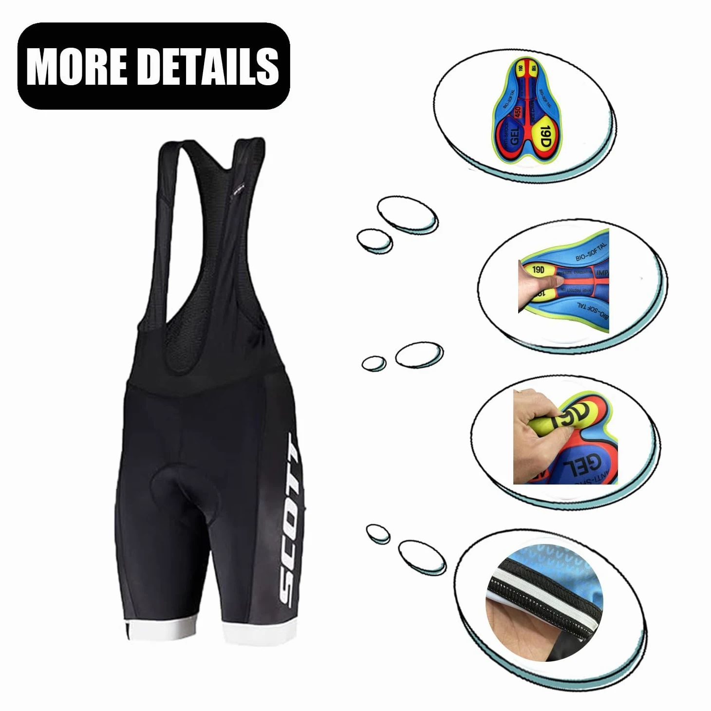 Conjunto de ropa de ciclismo para hombre de verano - Elegante y funcional Maillot de ciclismo con pantalones cortos acolchados de gel 19D transpirable y de secado rápido