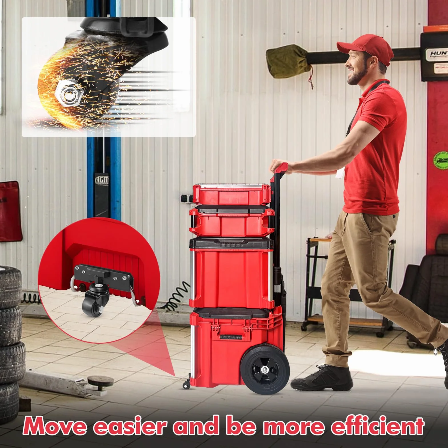 Ruedas delanteras compatibles con Milwaukee Packout, accesorios de ruedas giratorias para caja de herramientas