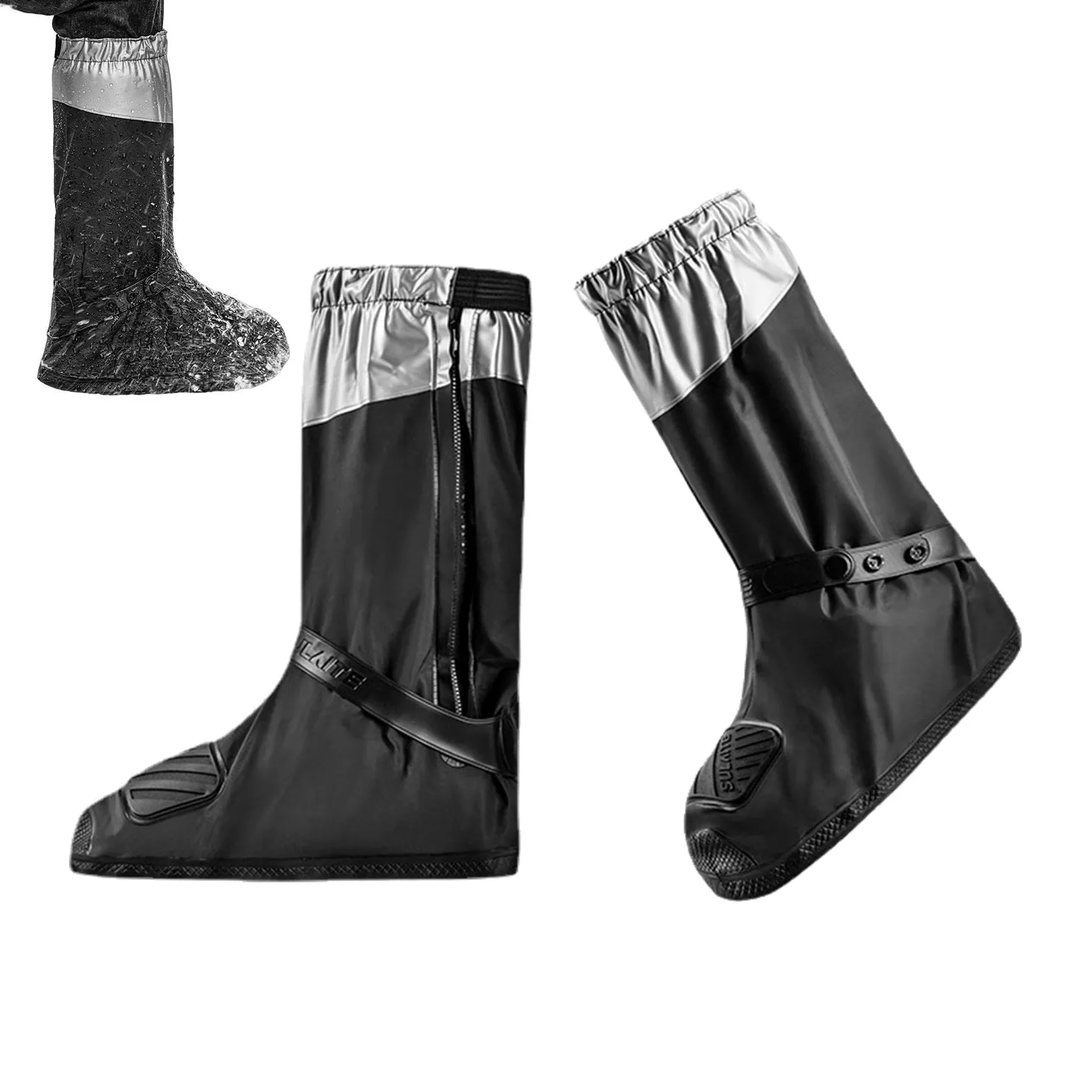 5 fundas impermeables para zapatos, botas de nieve reutilizables con reflector, antideslizantes, con cremallera, para hombres y mujeres, para jardinería, motocicleta, ciclismo Keloc | reflector, antideslizantes, con cremallera, para hombres y mujeres, par