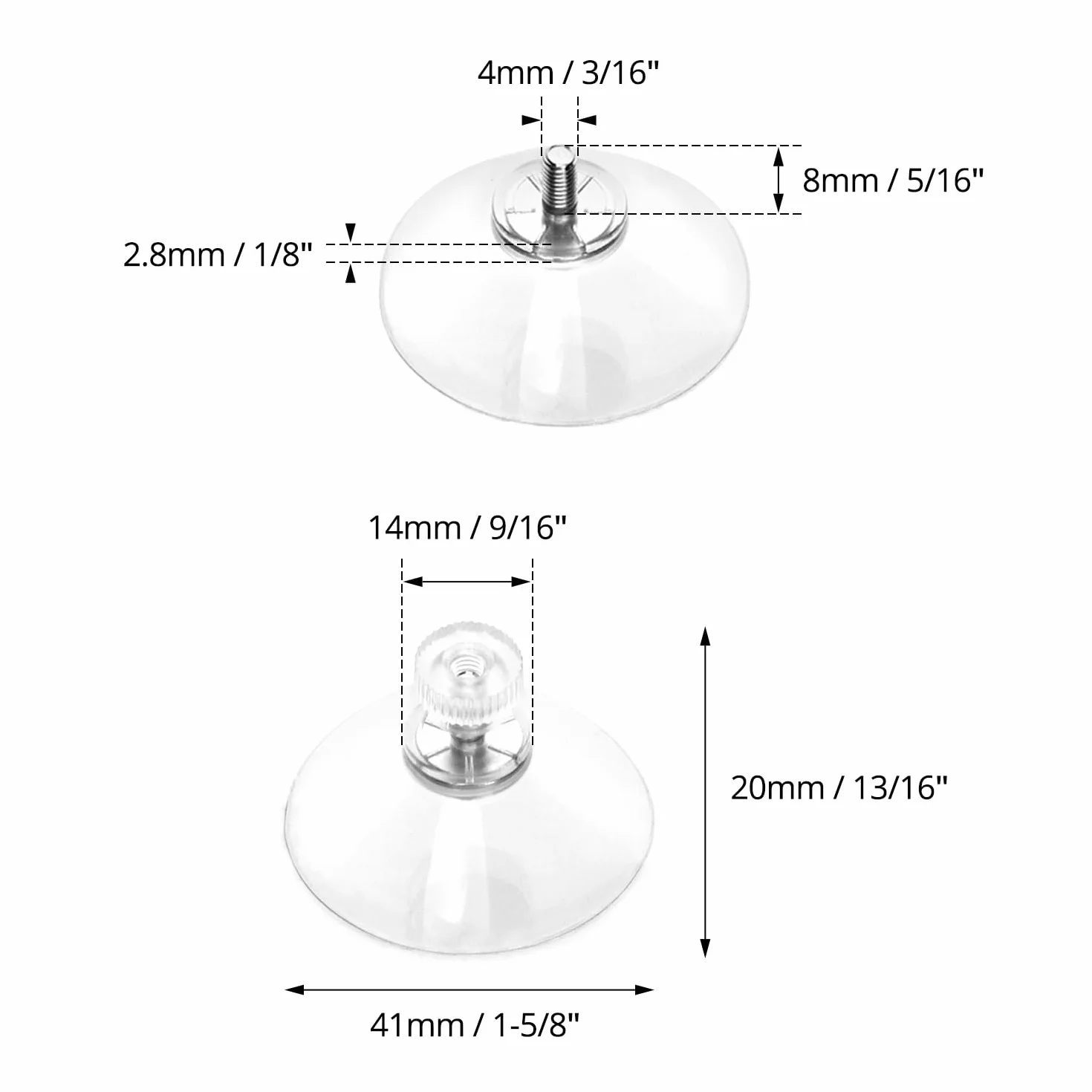 QWORK ventosas para cristal Ø 40mm con tuerca moleteada, 40 piezas